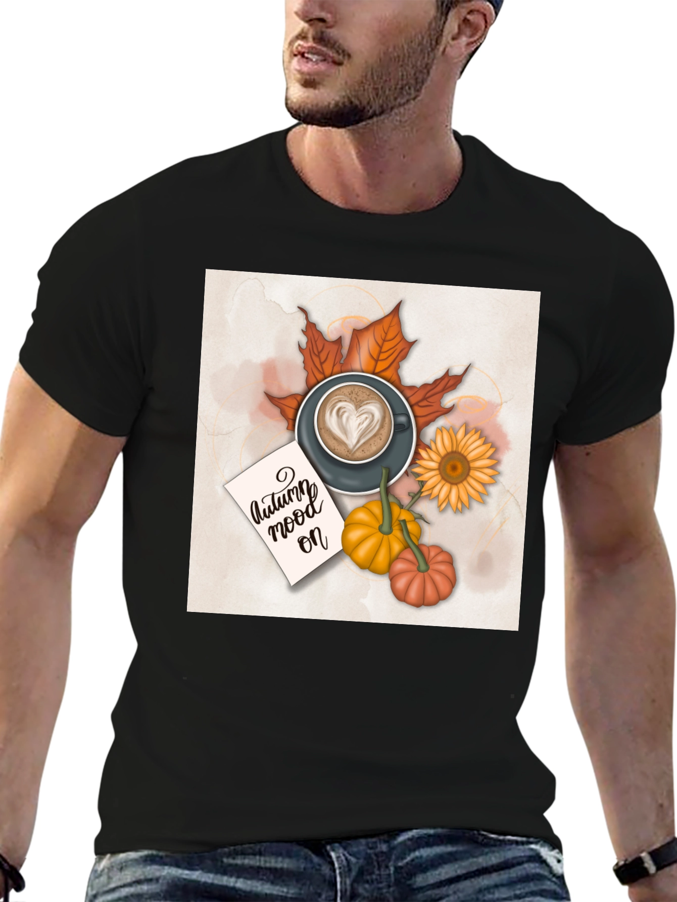 Autumn Vibes T-Shirt Coffee & Pumpkin Design