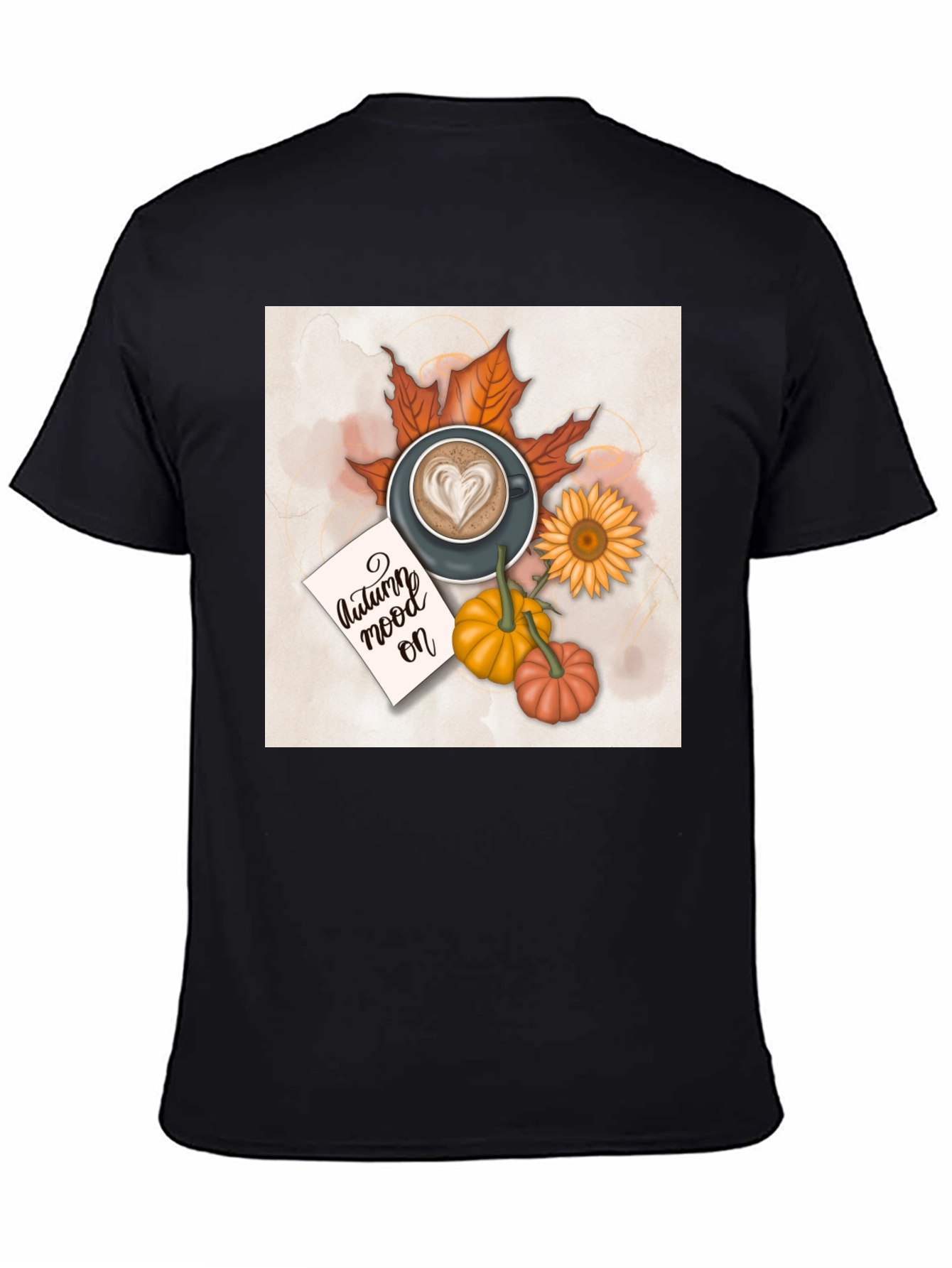 Autumn Vibes T-Shirt Coffee & Pumpkin Design
