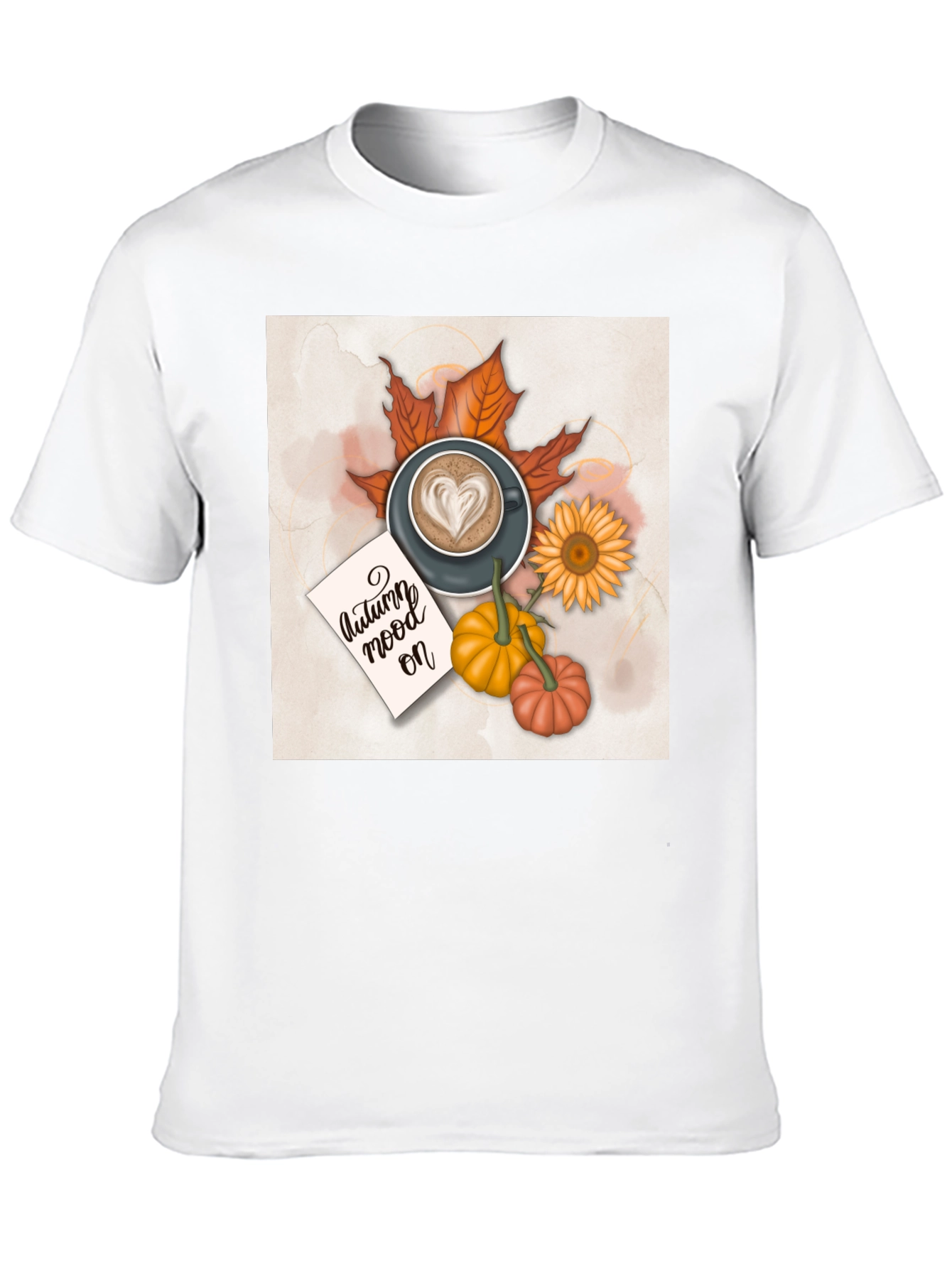 Autumn Vibes T-Shirt Coffee & Pumpkin Design