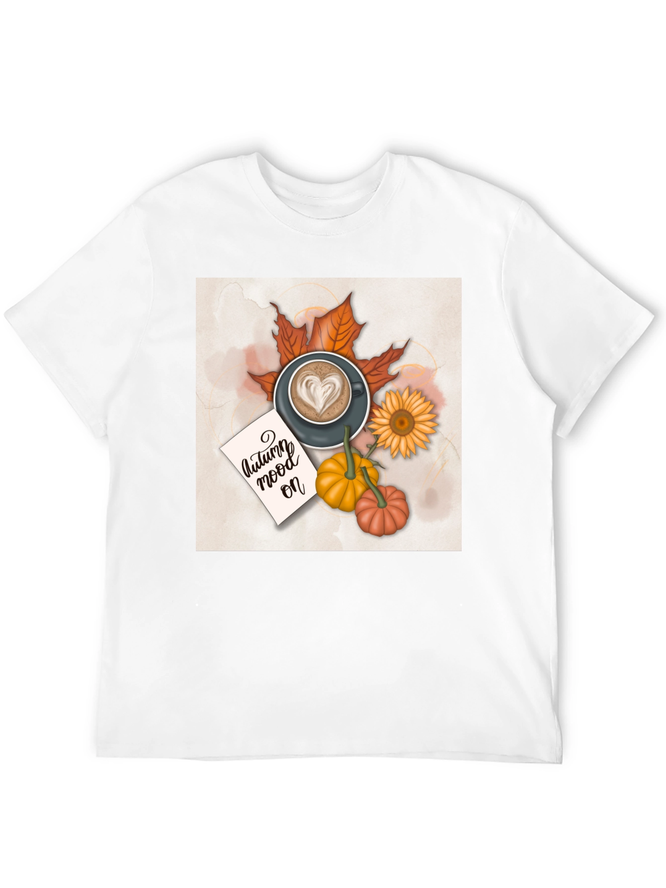 Autumn Vibes T-Shirt Coffee & Pumpkin Design