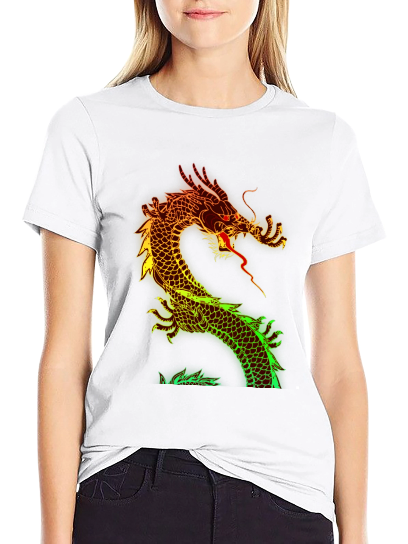 Dragon Graphic Print Black T-Shirt