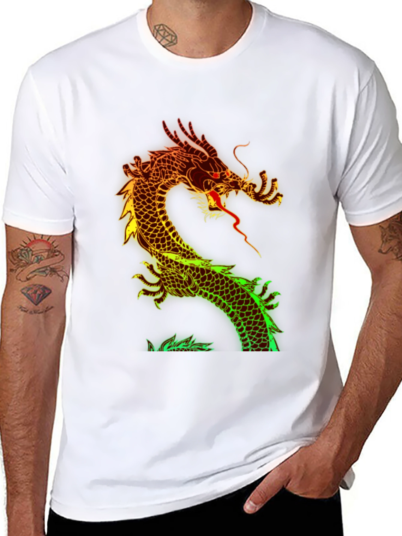Dragon Graphic Print Black T-Shirt