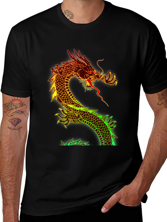 Dragon Graphic Print Black T-Shirt