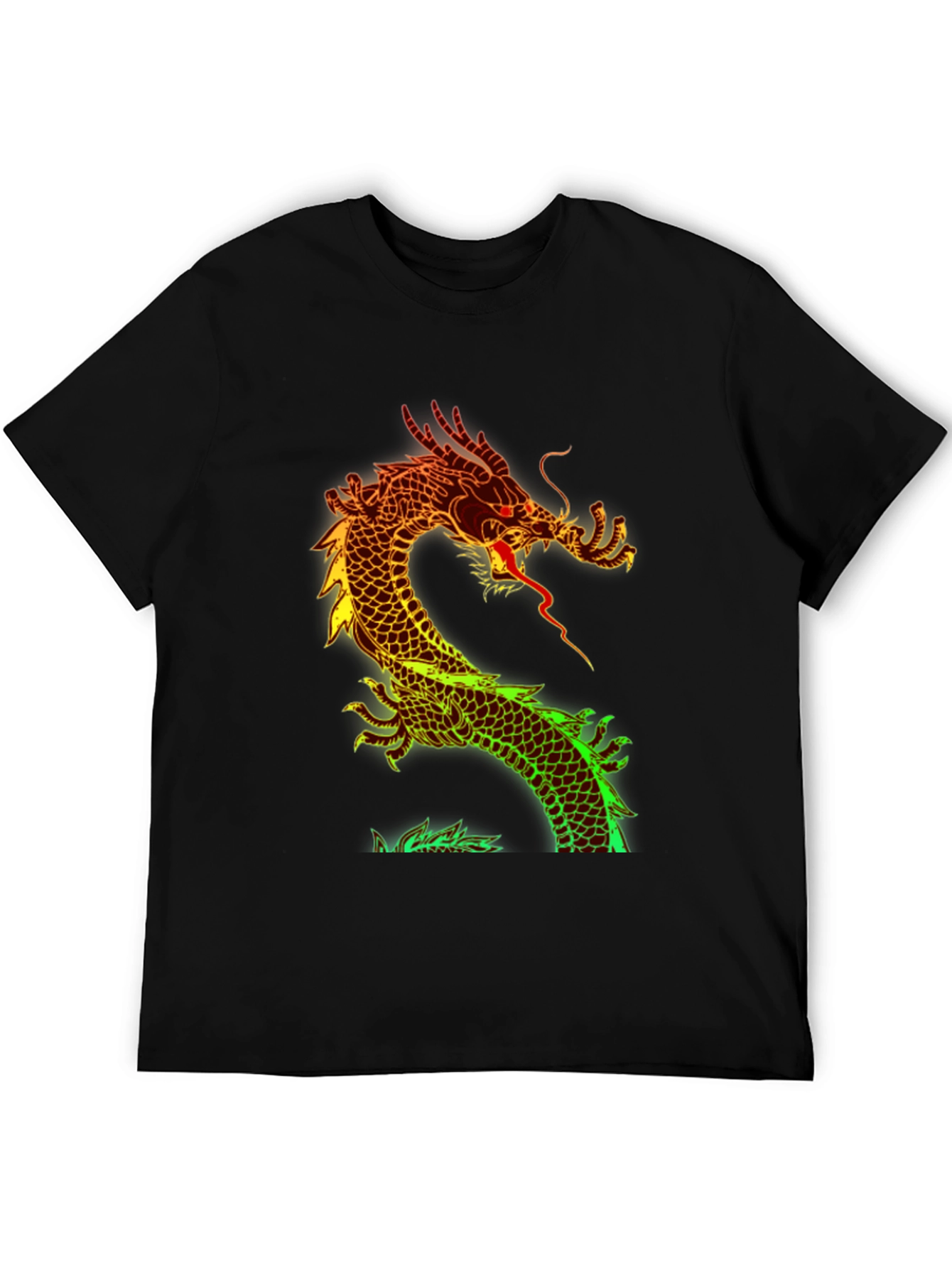 Dragon Graphic Print Black T-Shirt