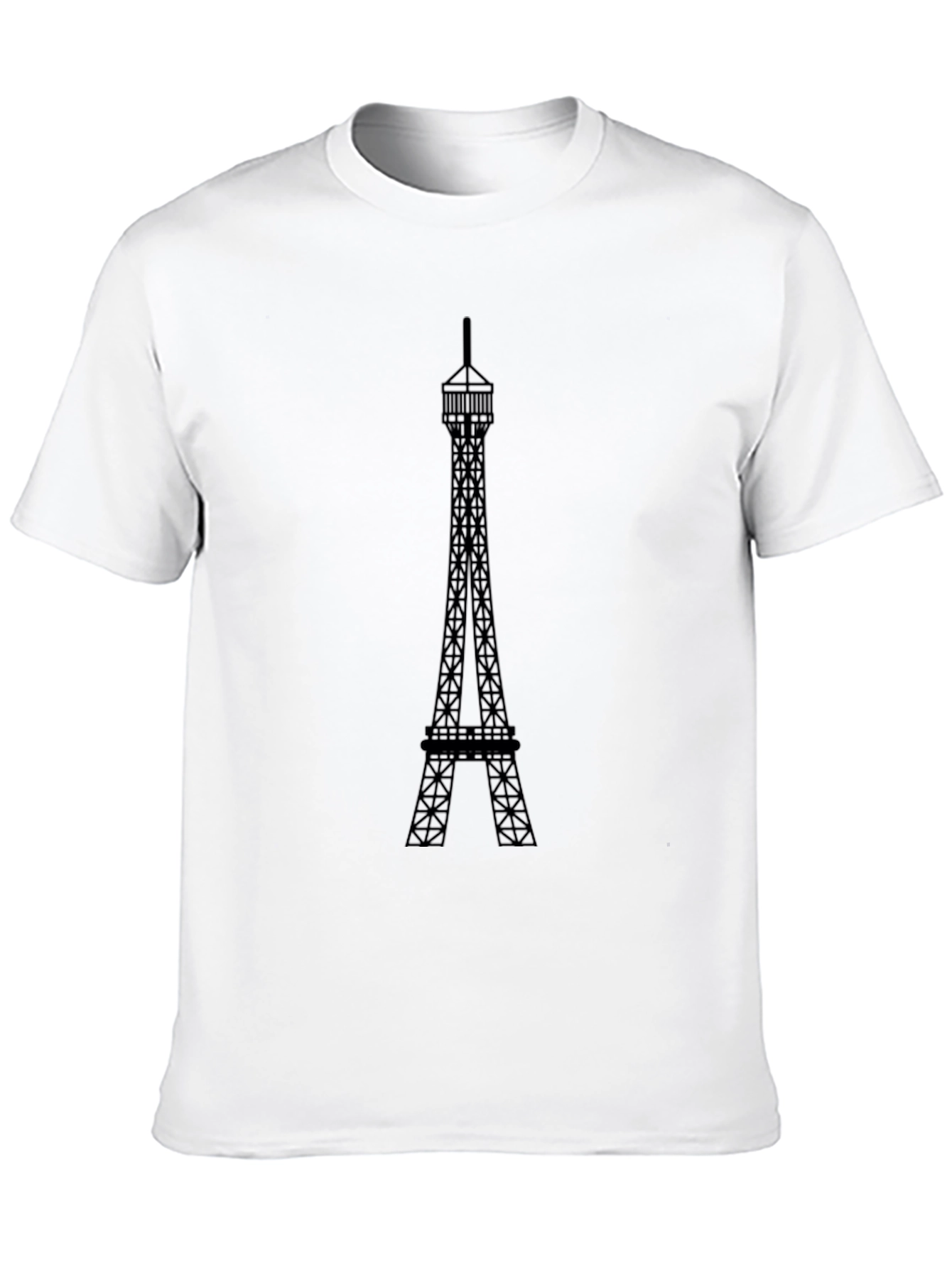 Eiffel Tower Graphic Tee - Black Cotton T-Shirt