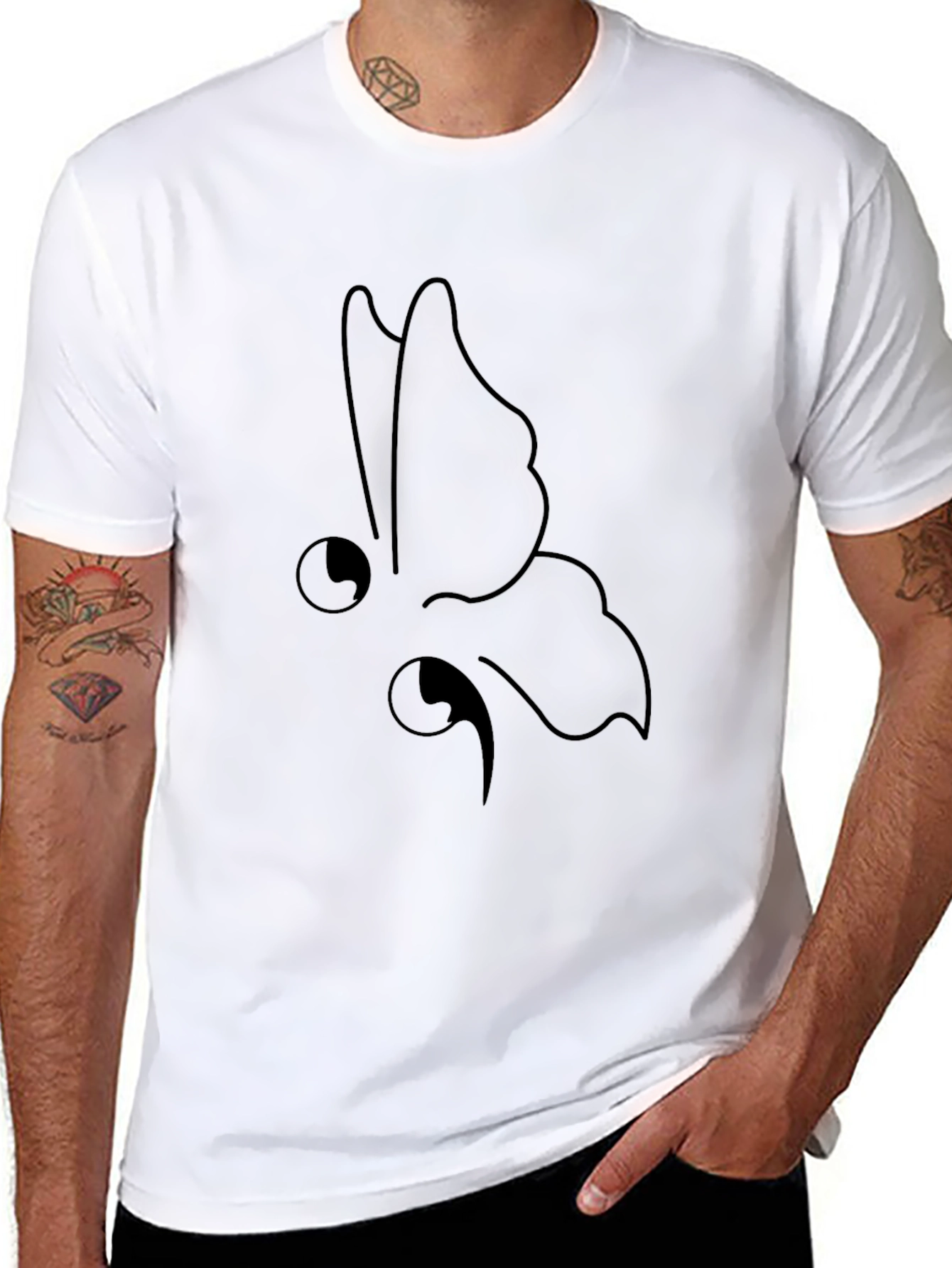 Black Butterfly Graphic Tee - Mens Casual Fit