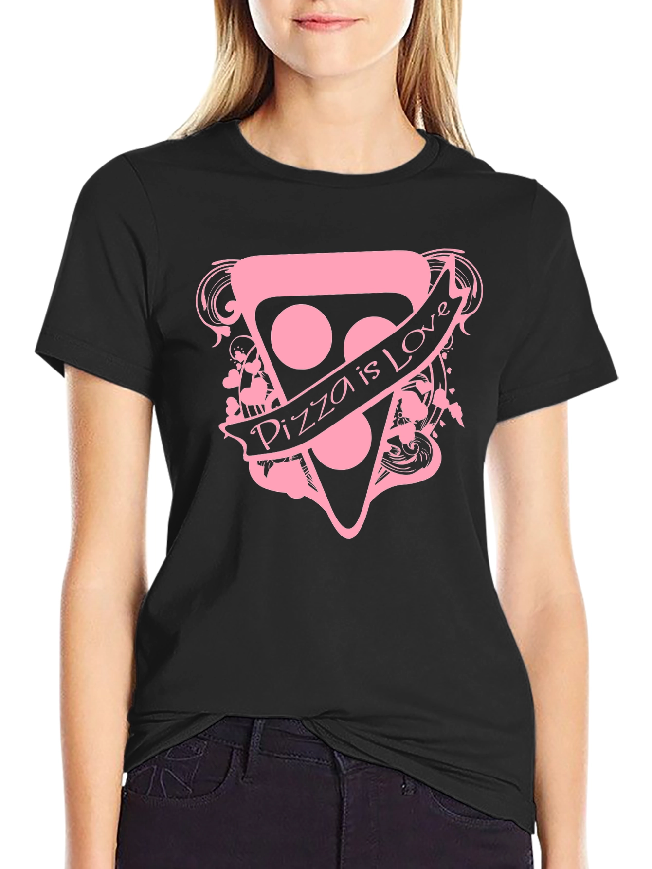Pizza is Love Graphic Tee - Black