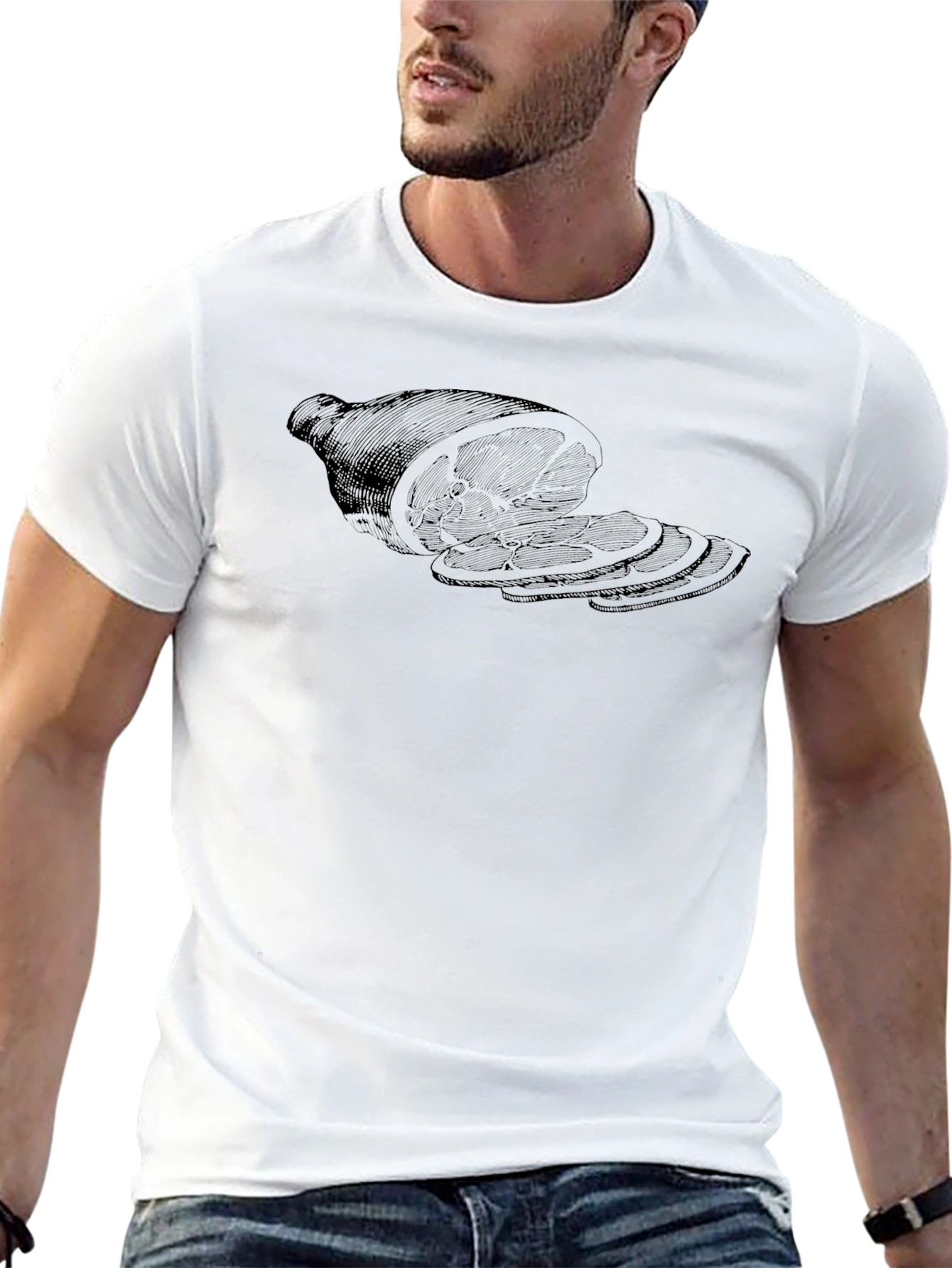 Ham Slice Graphic Black T-Shirt