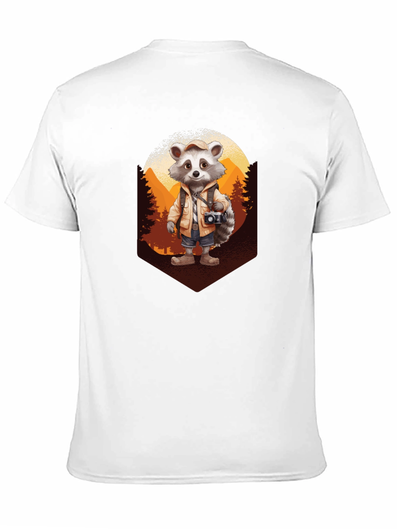 Raccoon Hiker Graphic Tee - Black Cotton T-Shirt