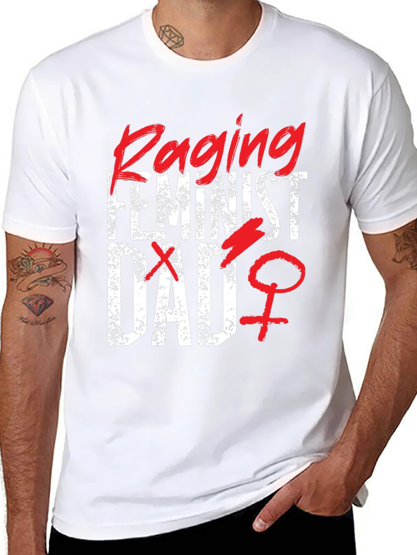 Raging Feminist Dad Graphic T-Shirt - Black Cotton Blend