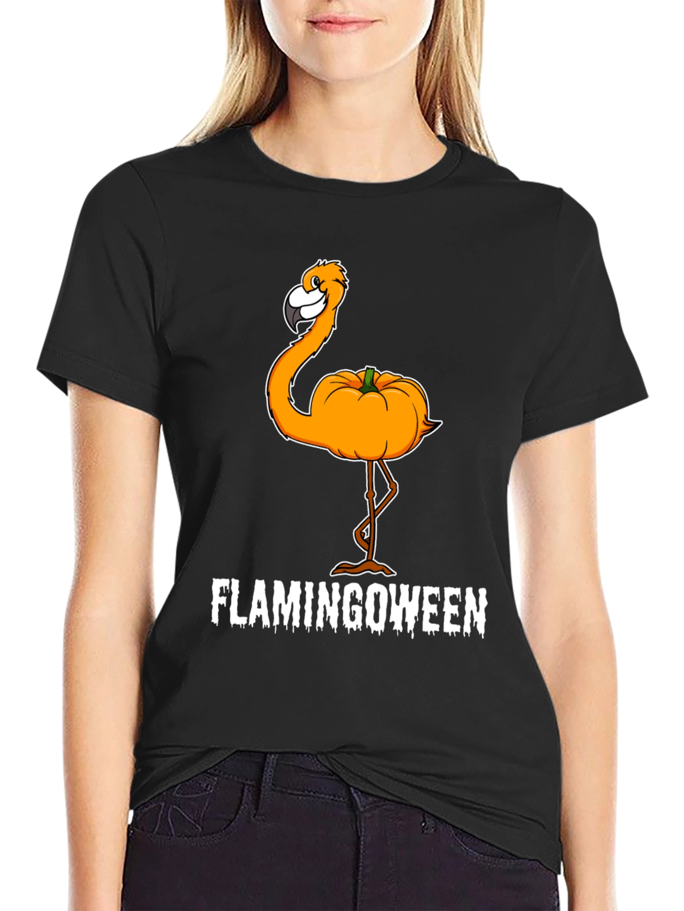 Flamingoween T-Shirt - Halloween Flamingo Pumpkin Tee