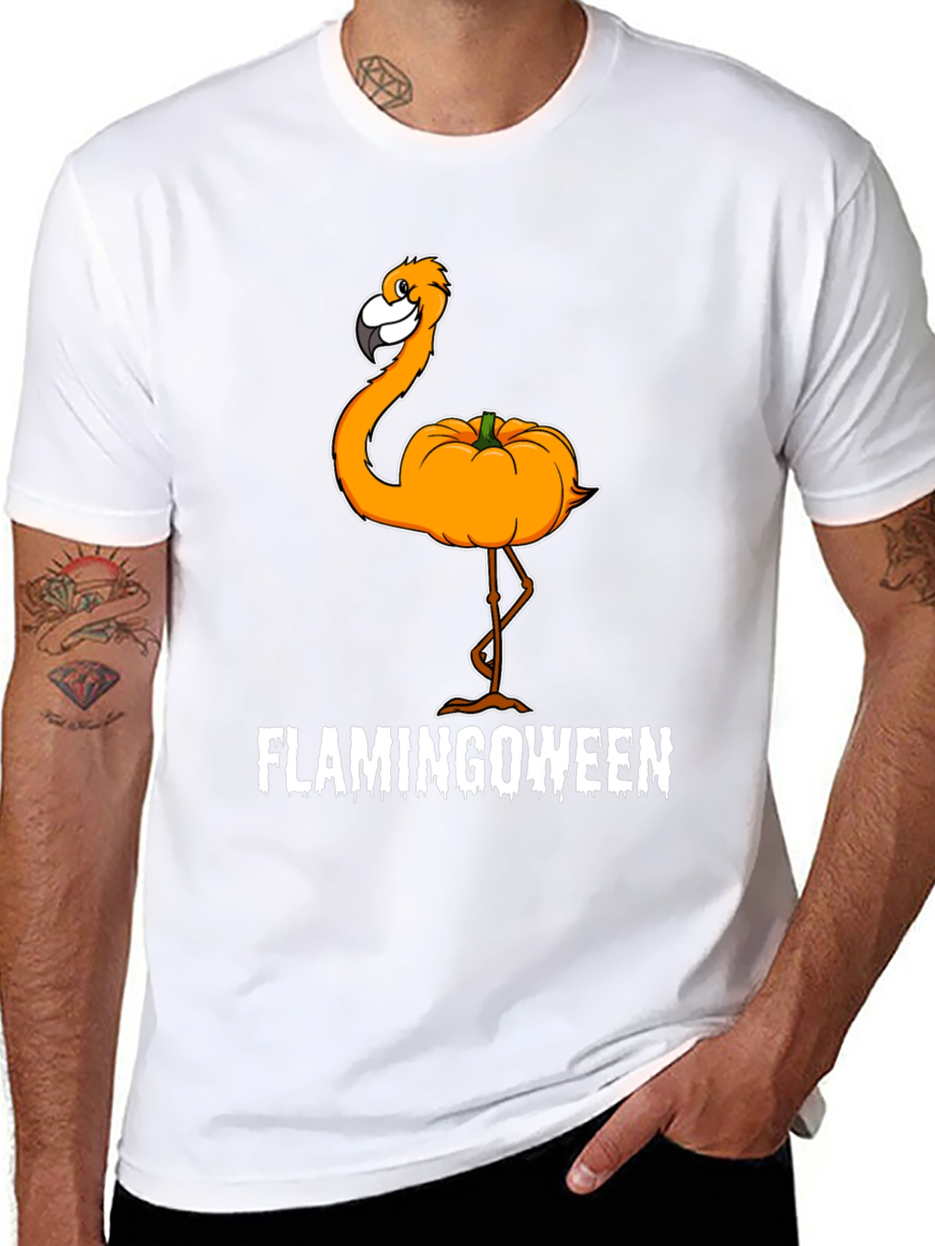 Flamingoween T-Shirt - Halloween Flamingo Pumpkin Tee