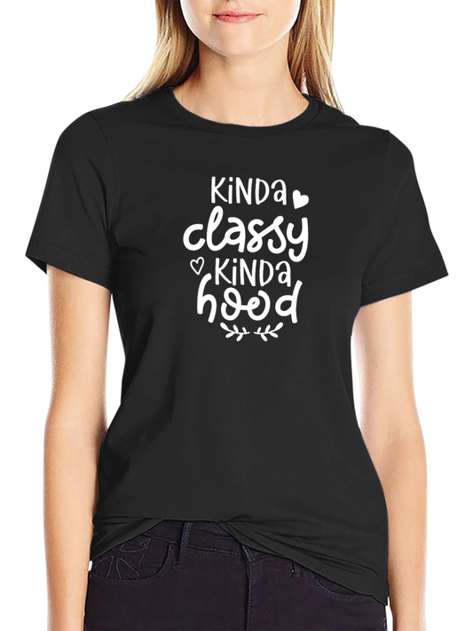 Kinda Classy Kinda Hood Graphic Tee - Soft Cotton Black T-Shirt