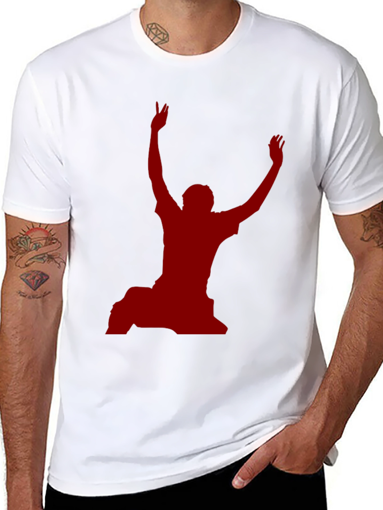 Black T-Shirt with Red Silhouette Graphic