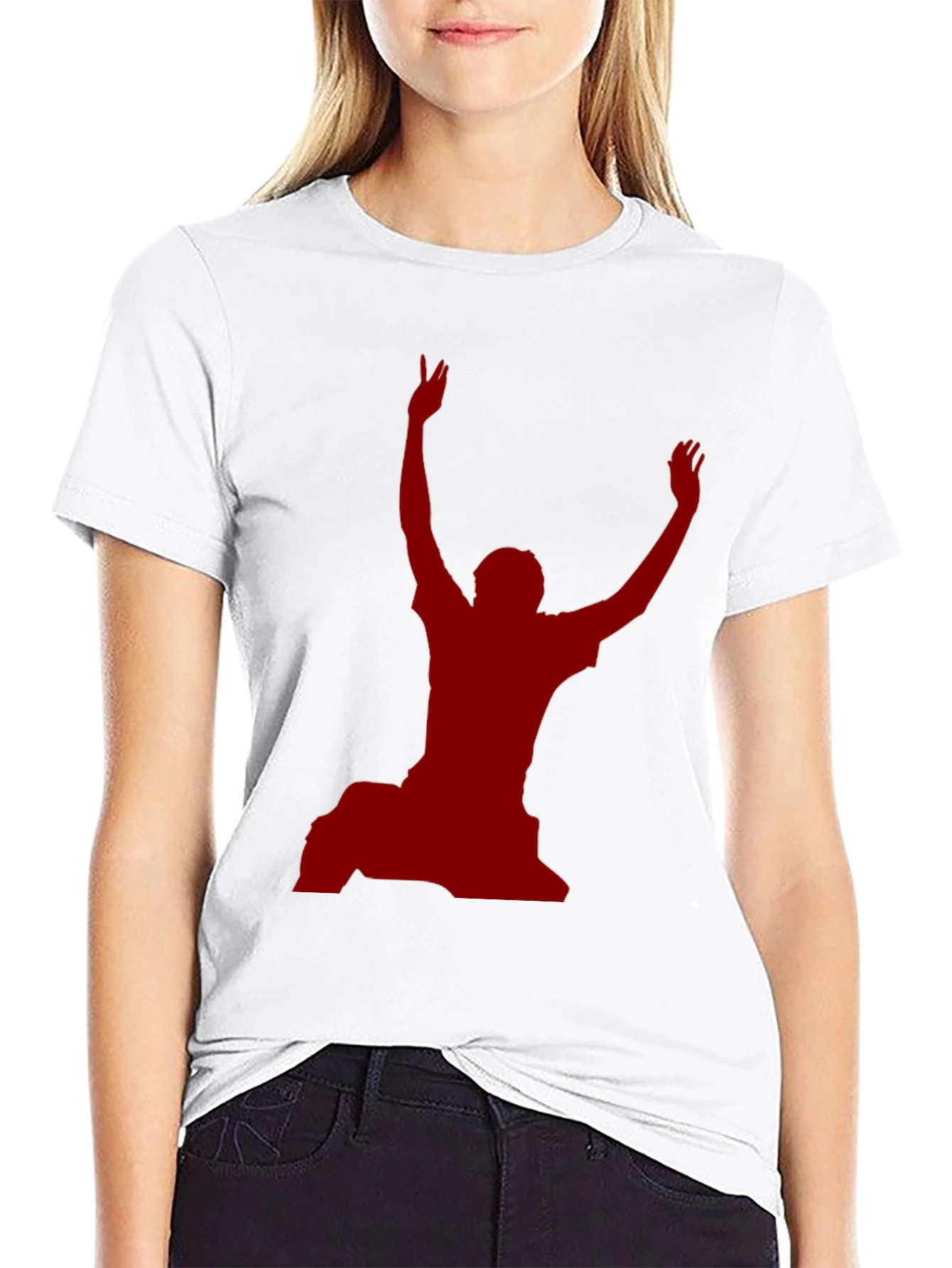 Black T-Shirt with Red Silhouette Graphic