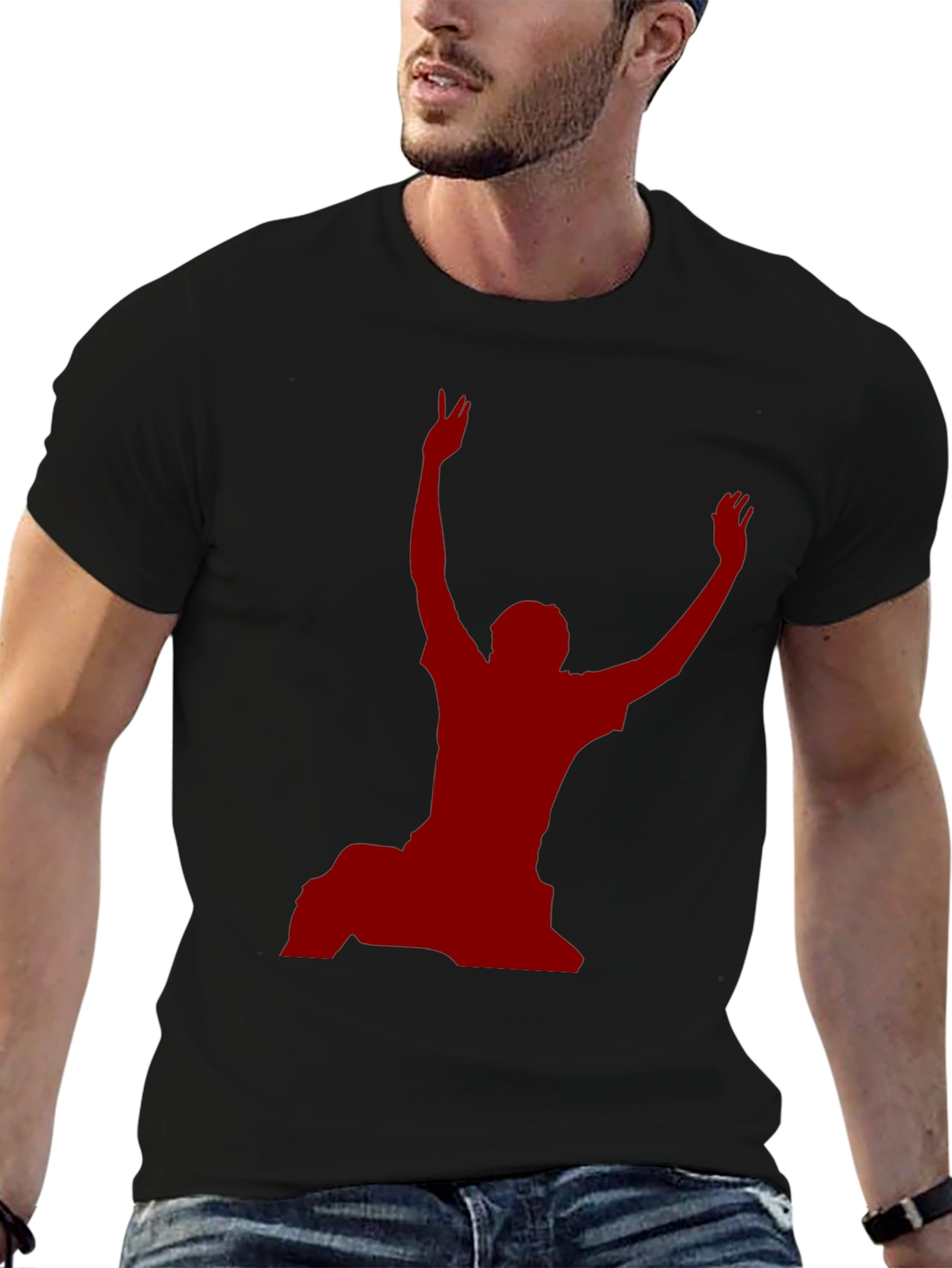 Black T-Shirt with Red Silhouette Graphic