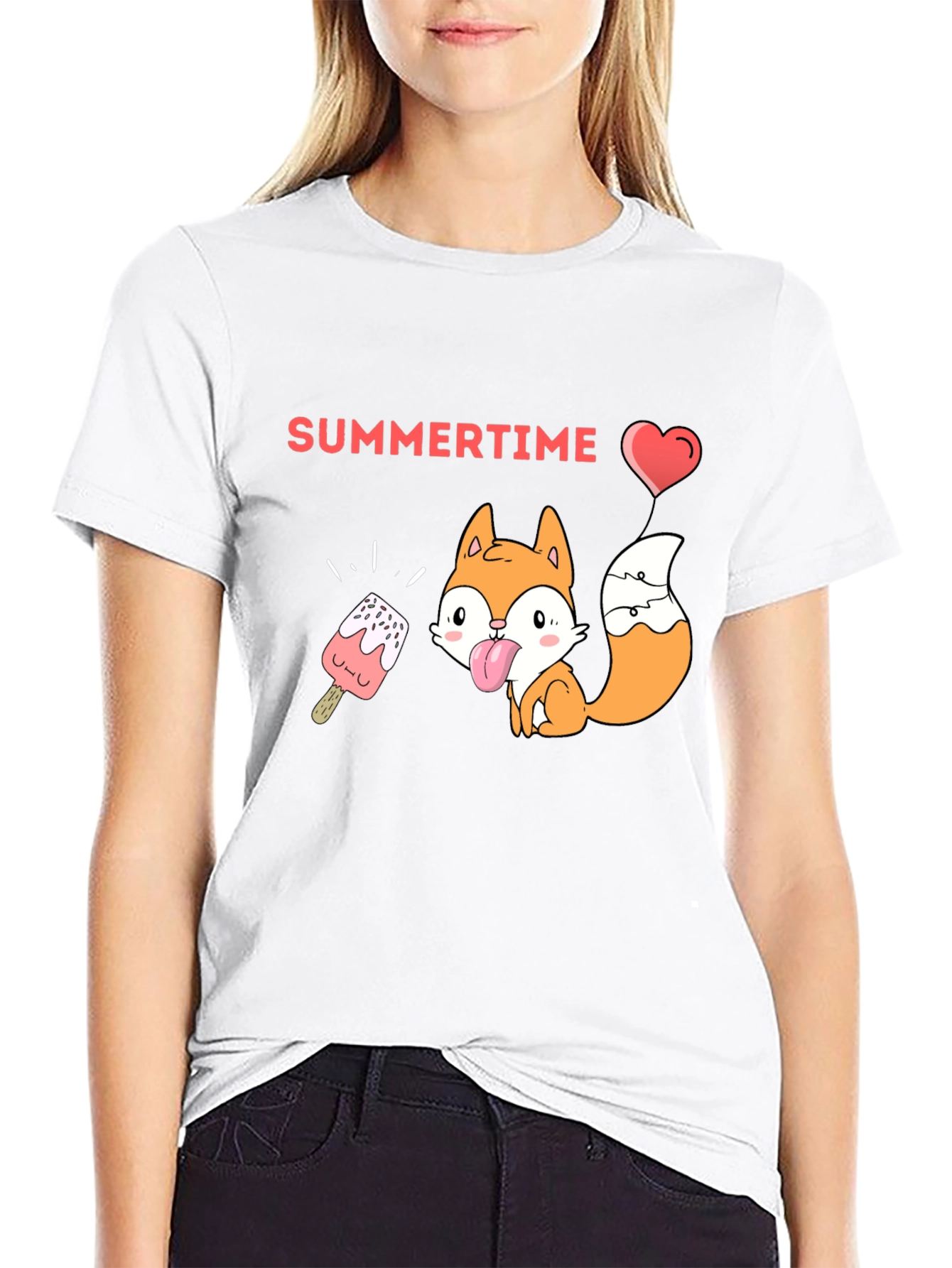 Summertime Fox Graphic Tee - Black