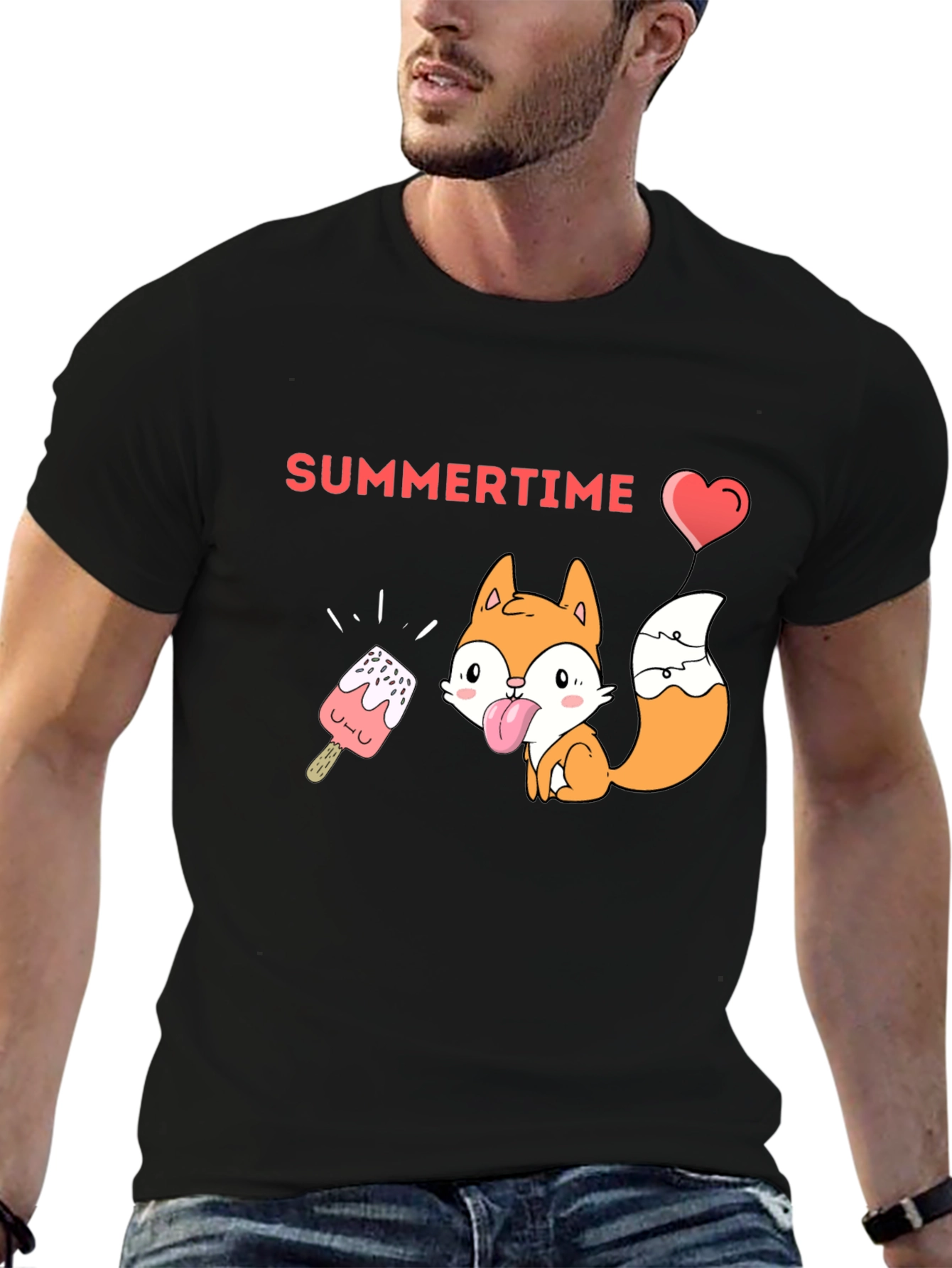 Summertime Fox Graphic Tee - Black