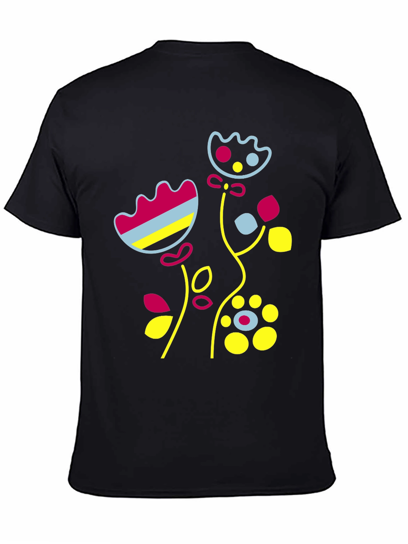 Floral Graphic Print Black T-Shirt