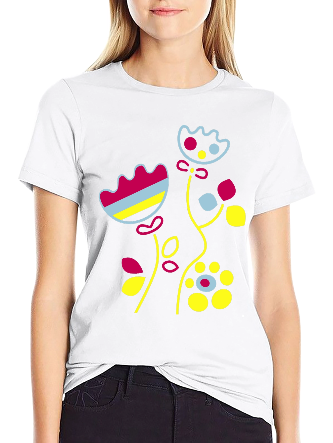 Floral Graphic Print Black T-Shirt