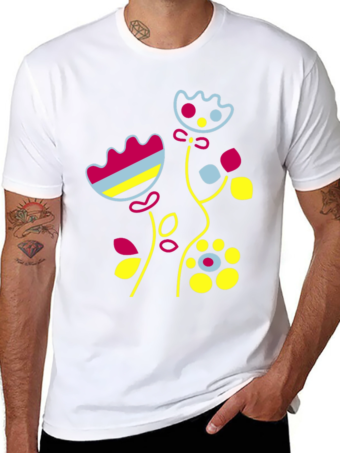 Floral Graphic Print Black T-Shirt
