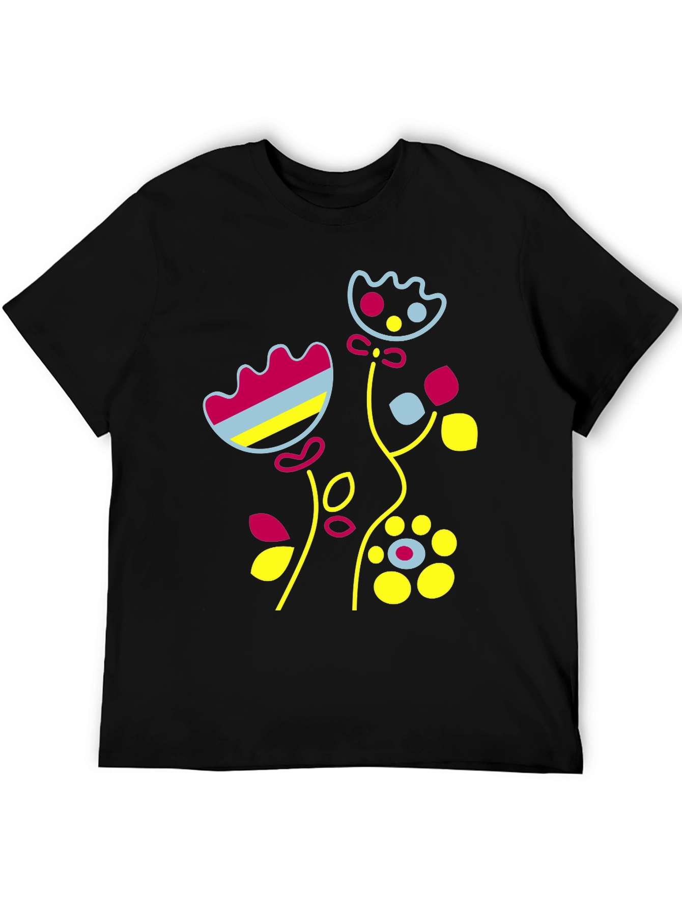 Floral Graphic Print Black T-Shirt