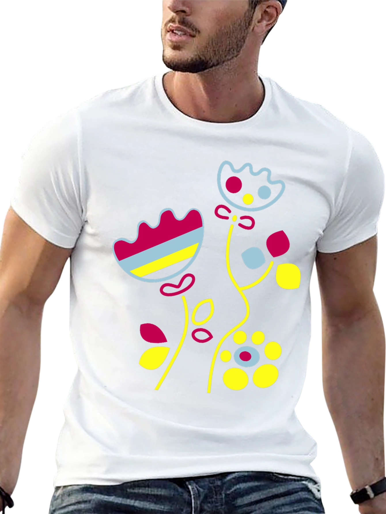Floral Graphic Print Black T-Shirt