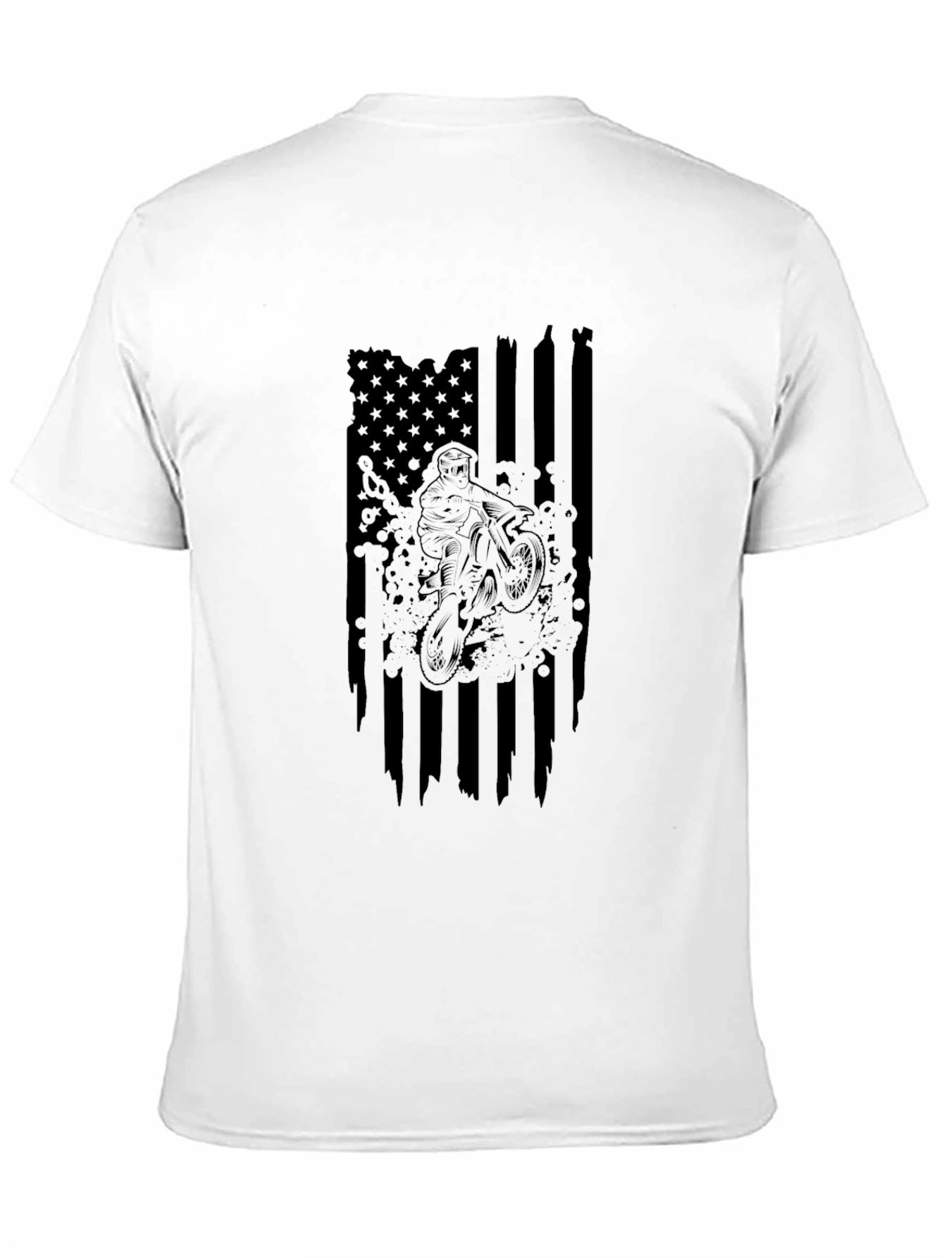 USA Flag Dirt Bike Graphic T-Shirt - Black