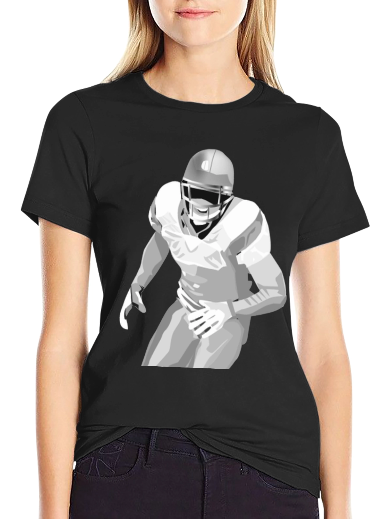 Football Player Graphic Tee - Stylish Black Shirt