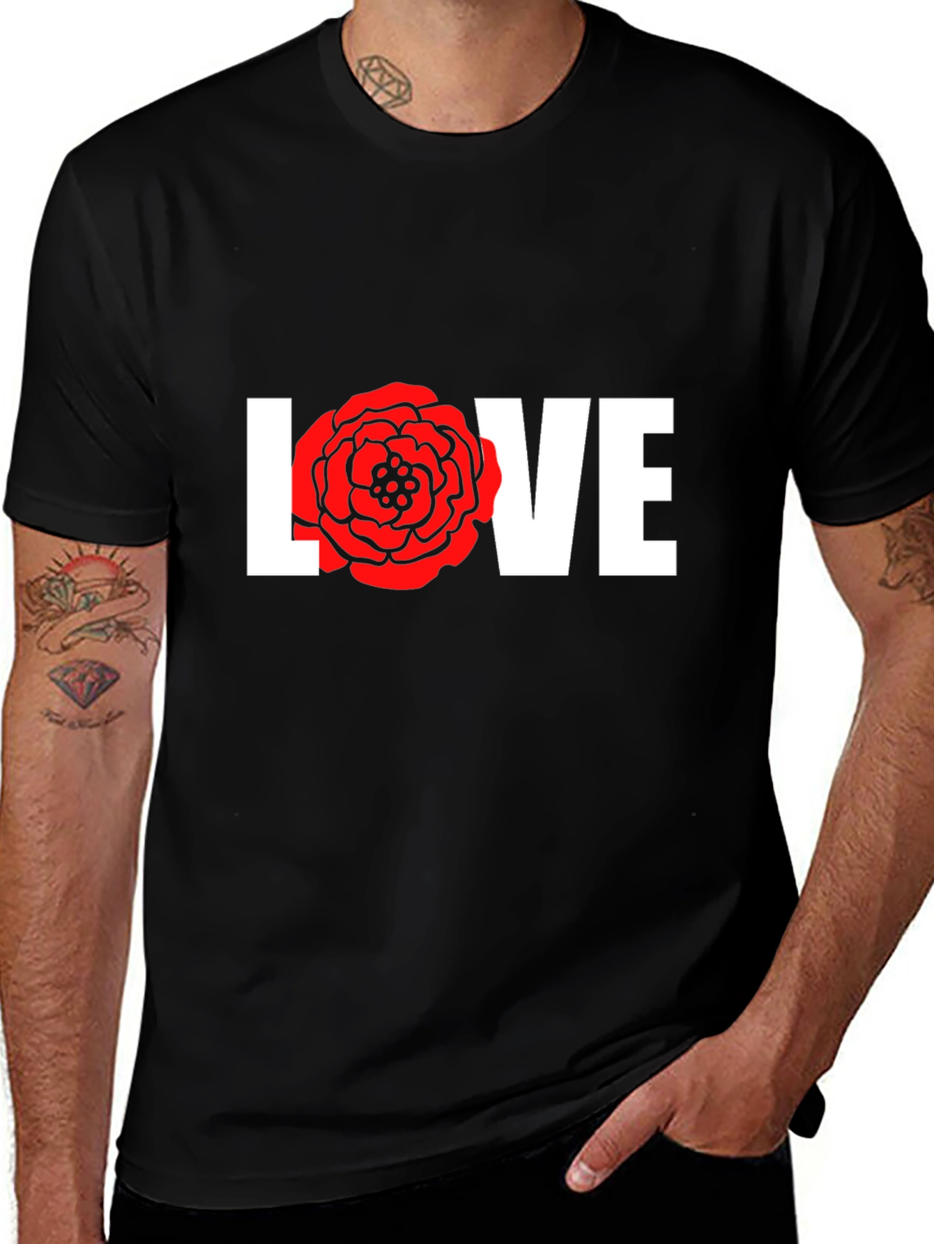 Love Rose Graphic T-Shirt - Black