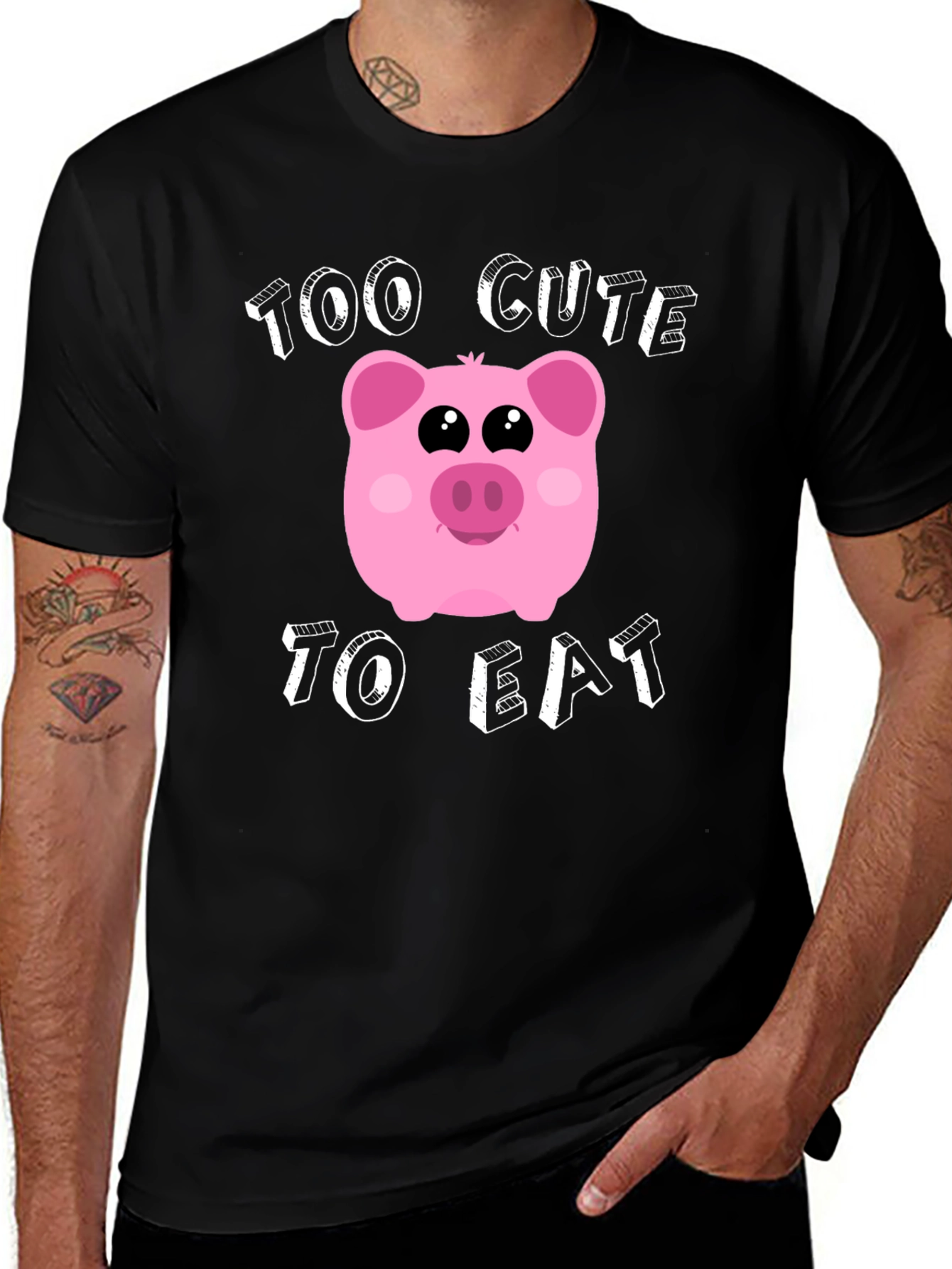 Too Cute to Eat Pig Graphic T-Shirt
