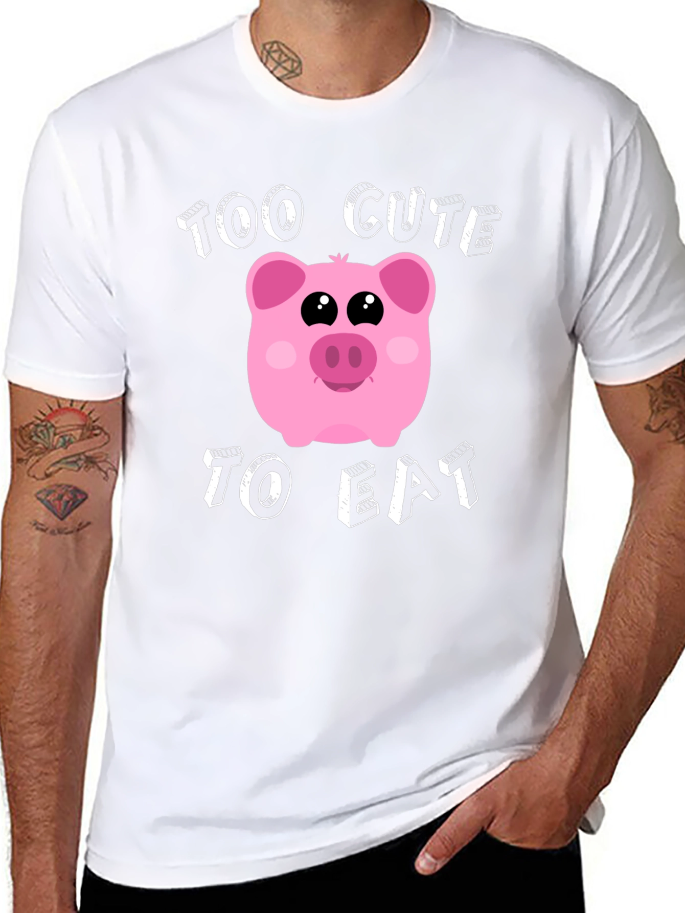 Too Cute to Eat Pig Graphic T-Shirt