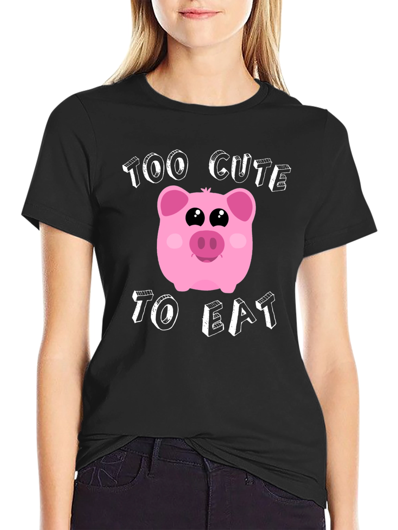 Too Cute to Eat Pig Graphic T-Shirt