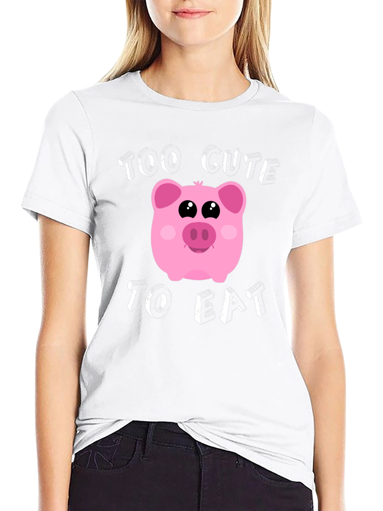 Too Cute to Eat Pig Graphic T-Shirt