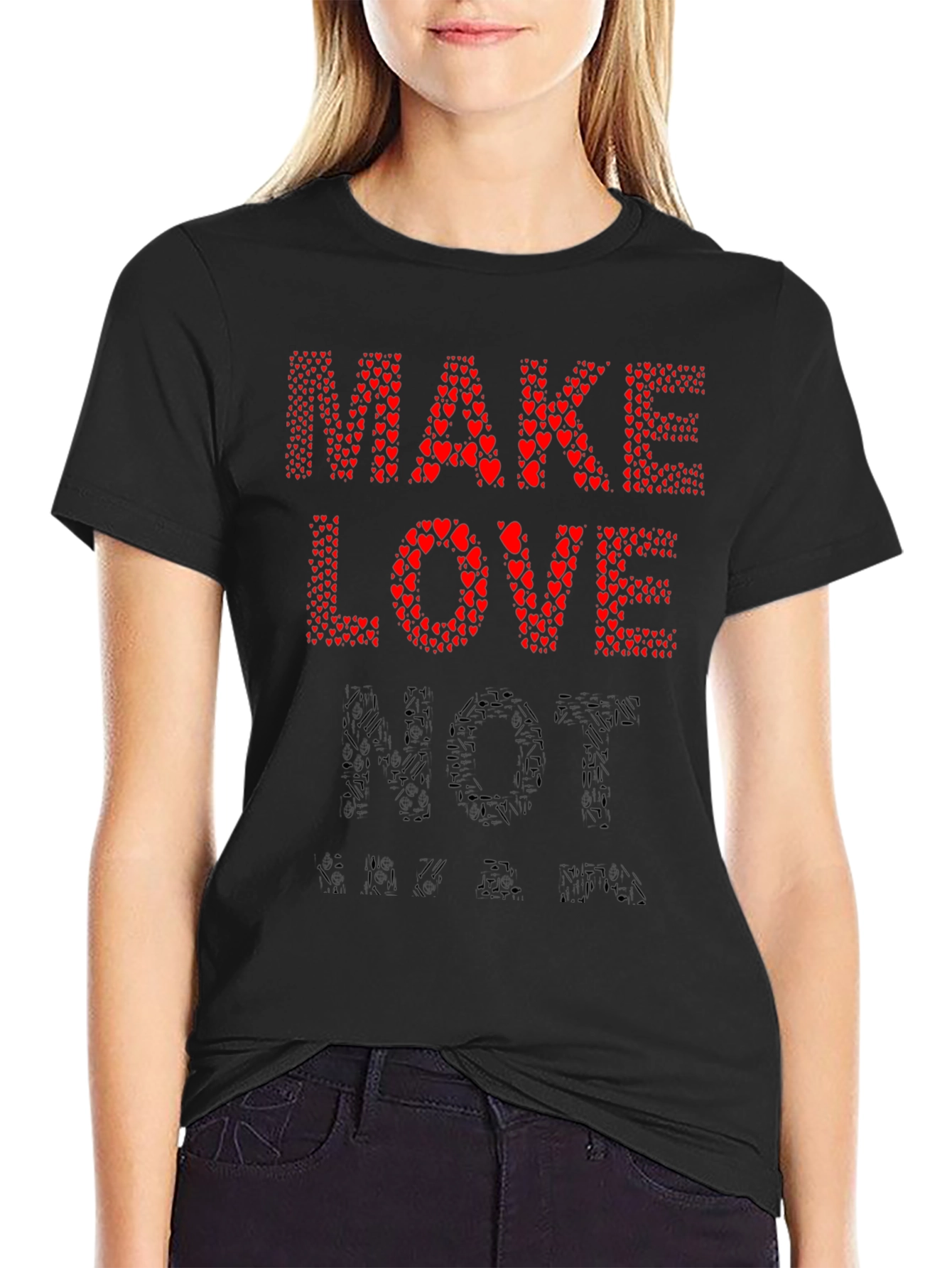 Make Love Not War T-Shirt - Heart Design