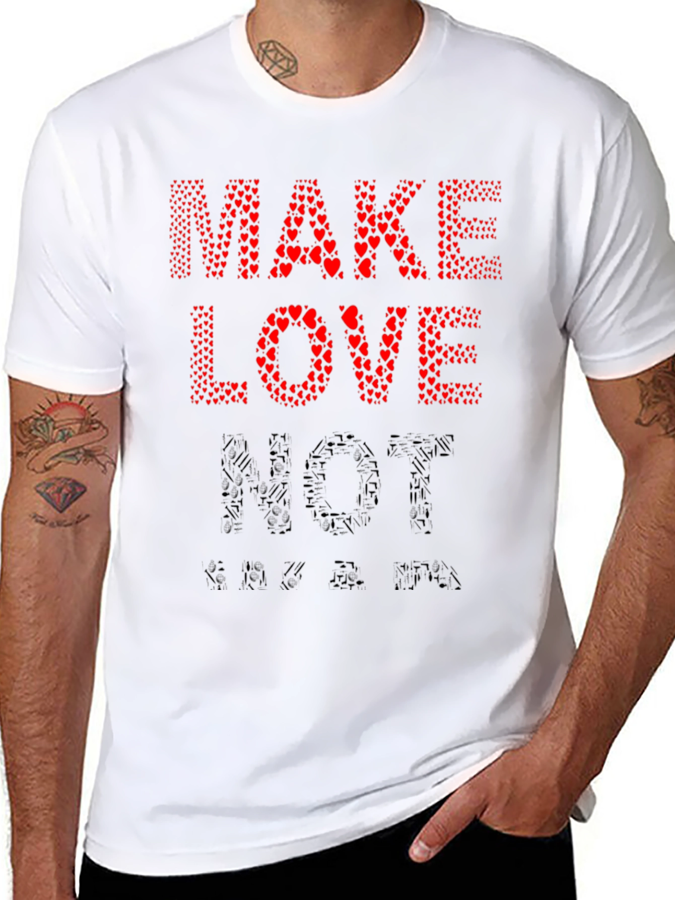 Make Love Not War T-Shirt - Heart Design
