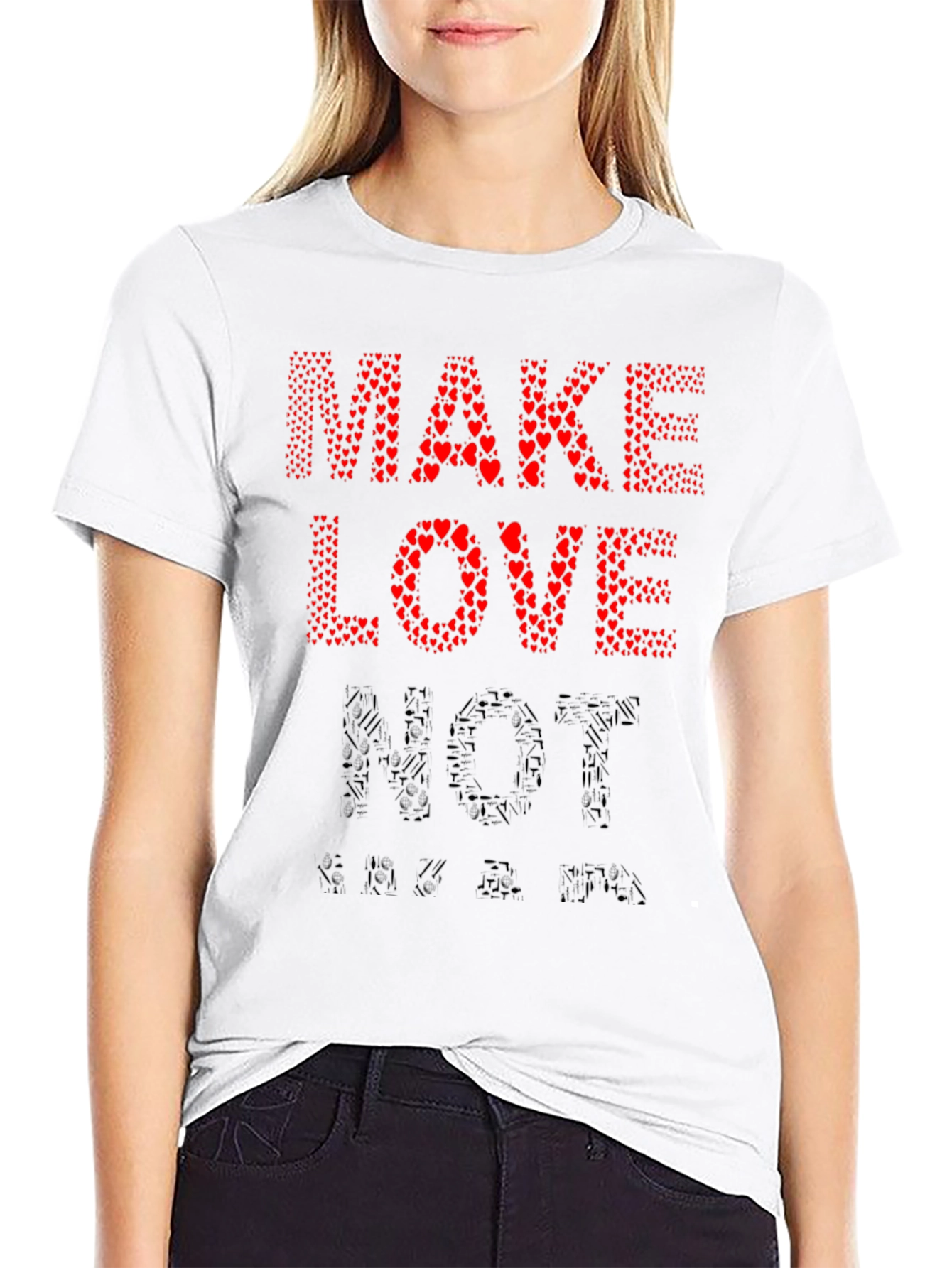 Make Love Not War T-Shirt - Heart Design