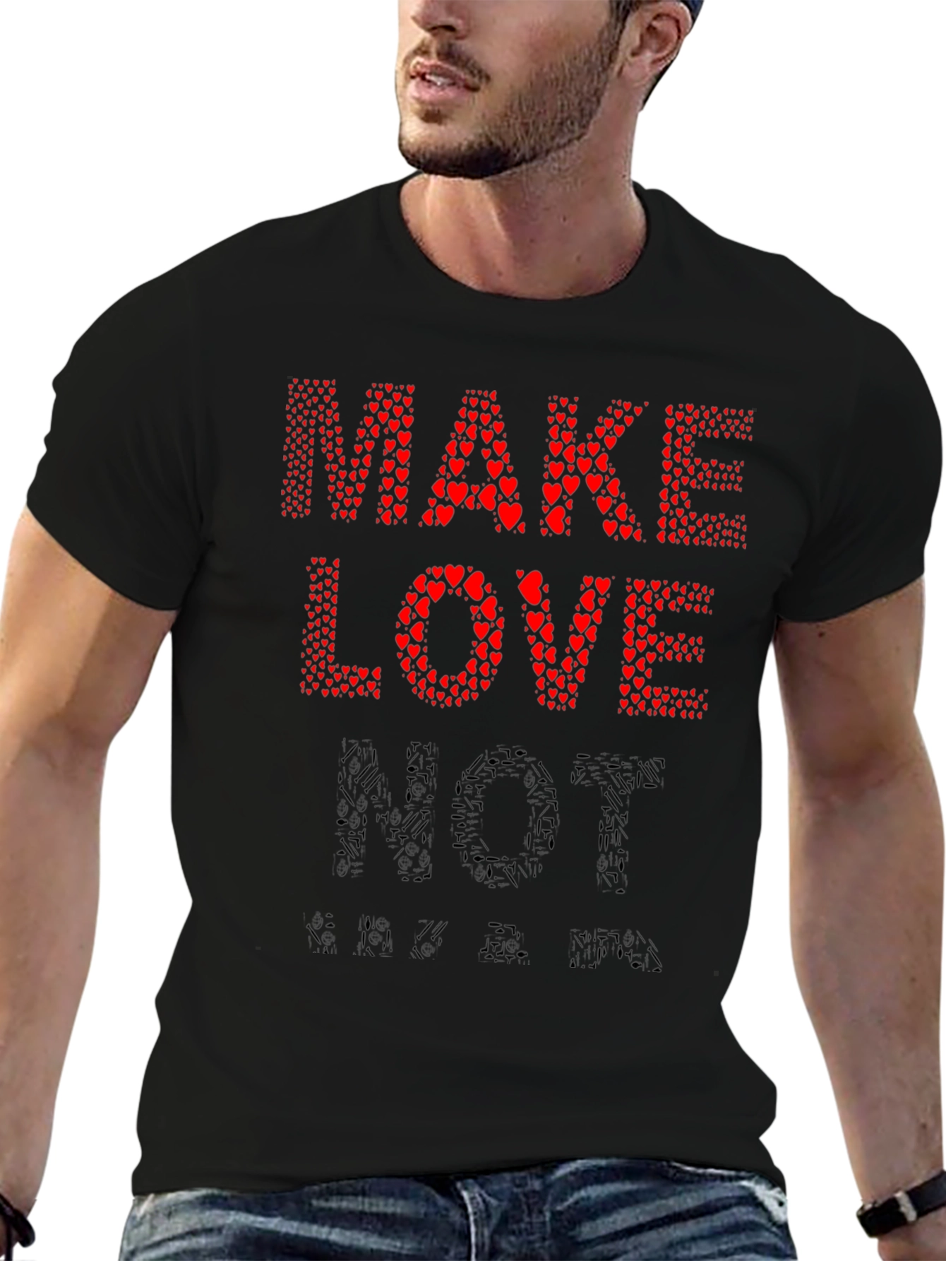 Make Love Not War T-Shirt - Heart Design