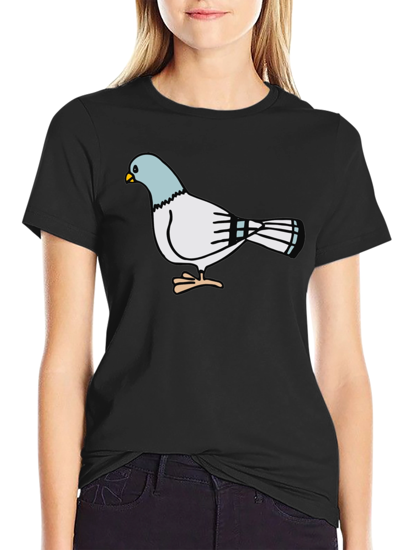 Pigeon Graphic Black T-Shirt
