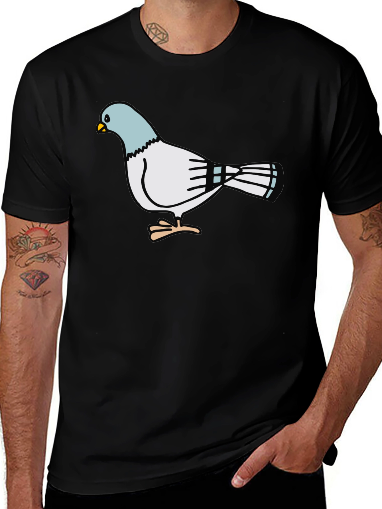 Pigeon Graphic Black T-Shirt