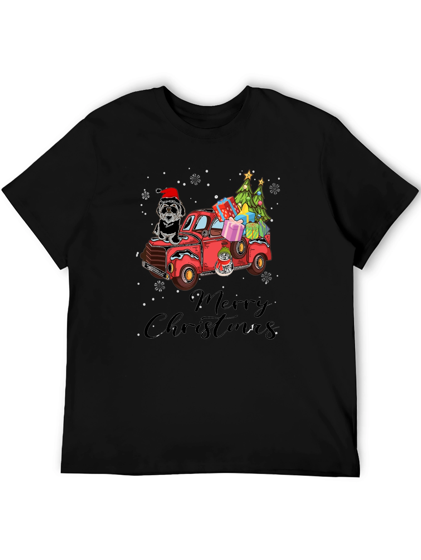 Festive Christmas Dog Truck T-Shirt