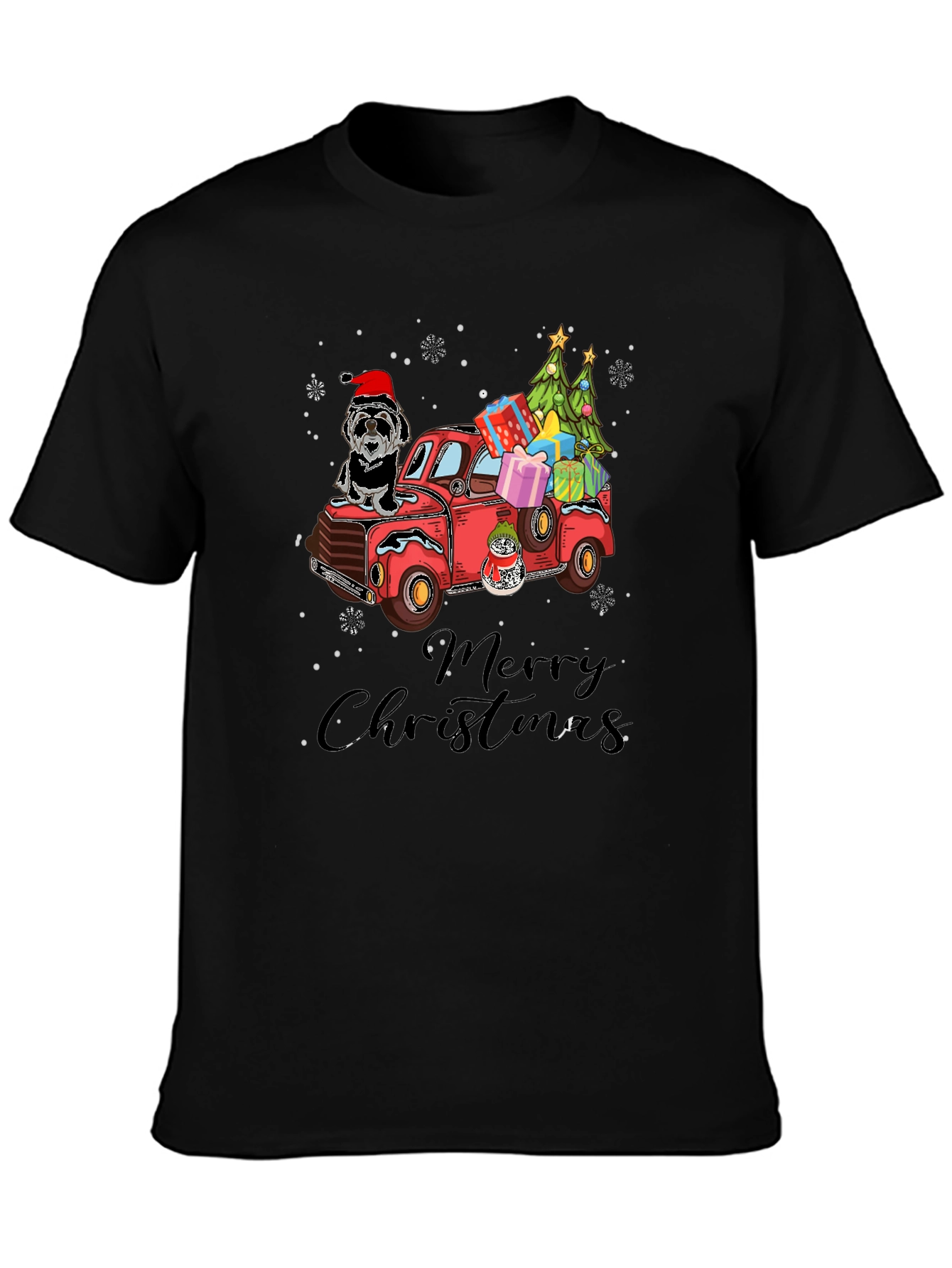 Festive Christmas Dog Truck T-Shirt