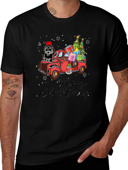 Festive Christmas Dog Truck T-Shirt
