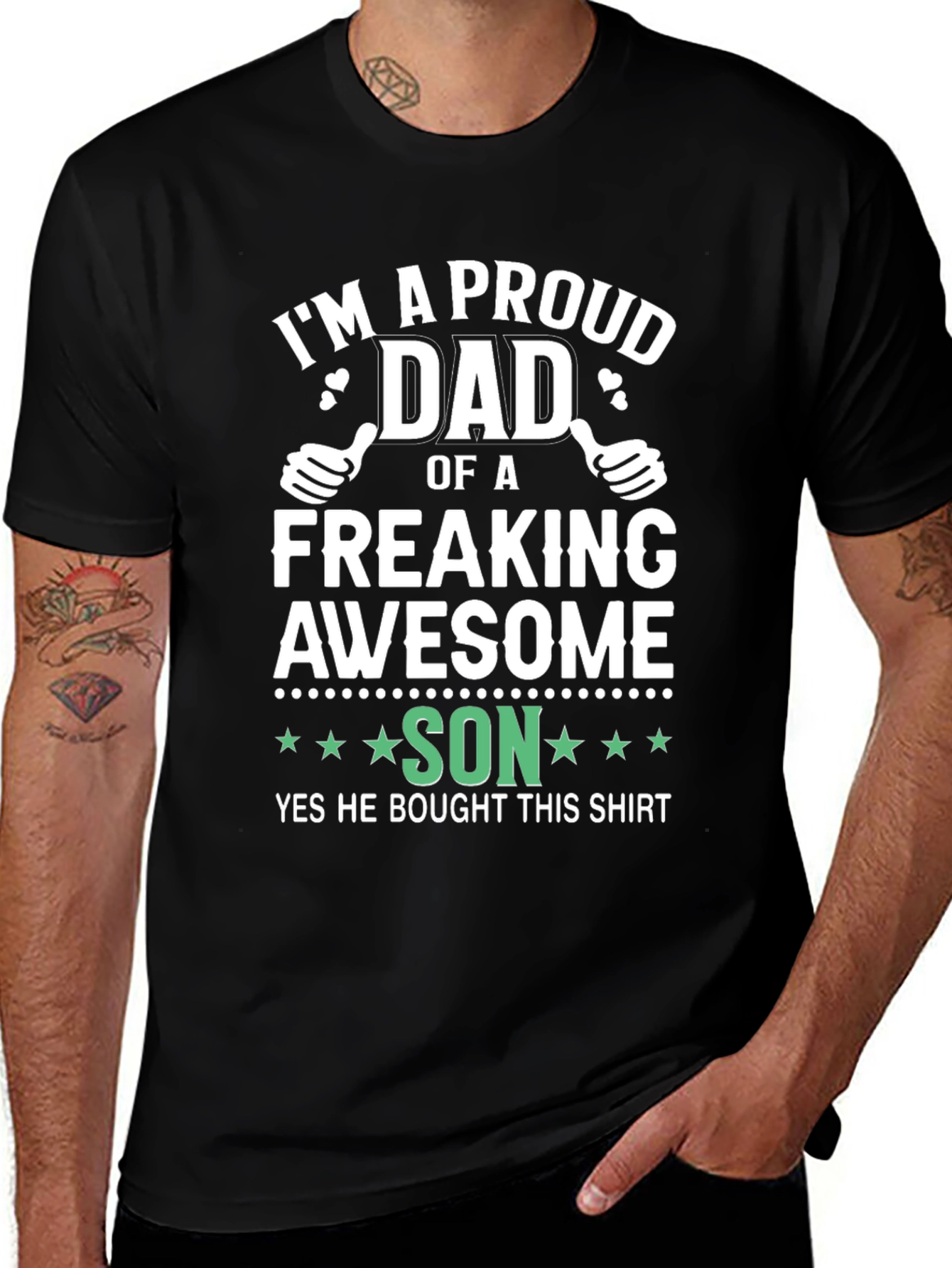 Proud Dad Awesome Son Novelty Graphic Tee