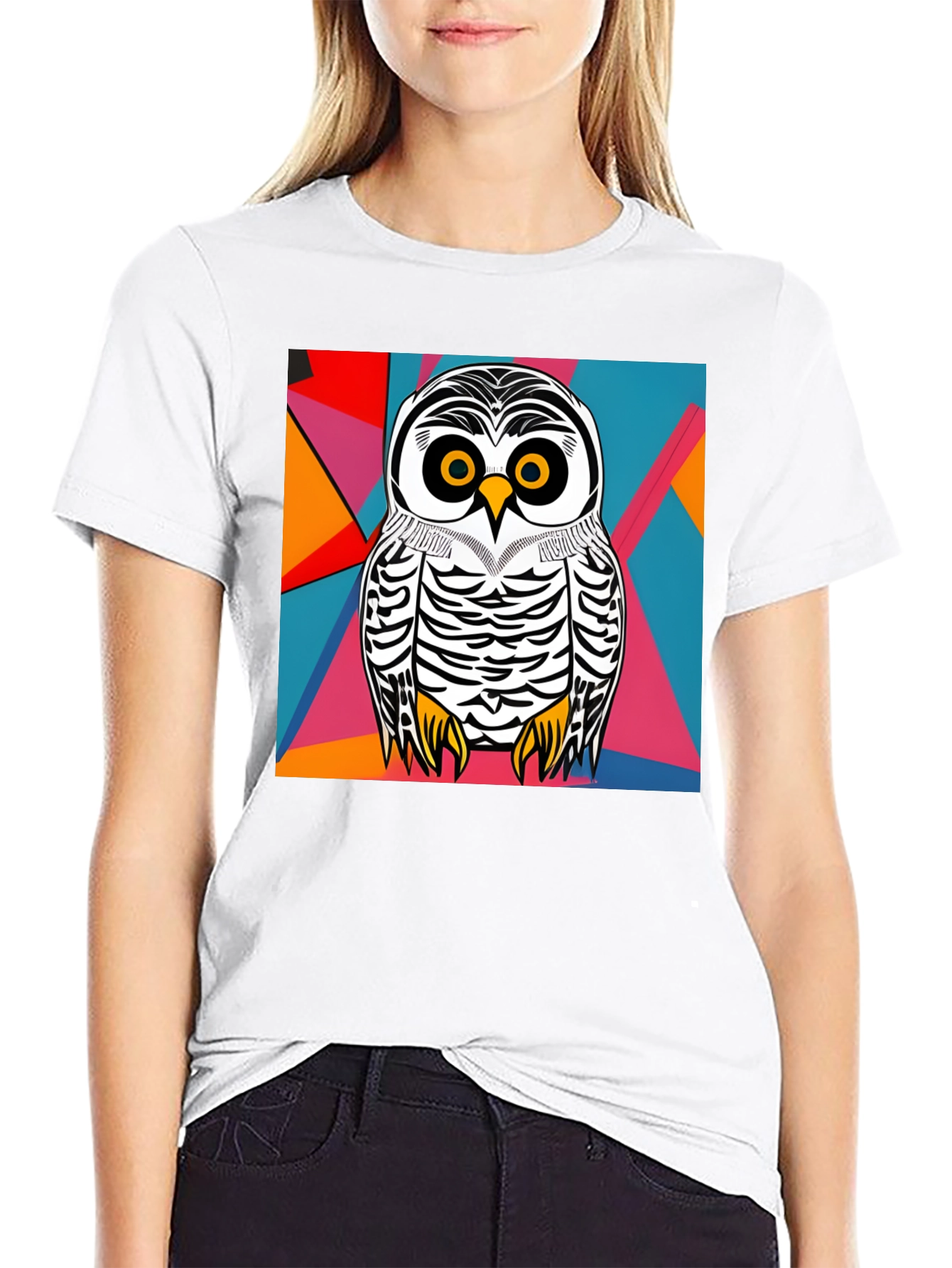 Owl Graphic T-Shirt - Abstract Geometric Design