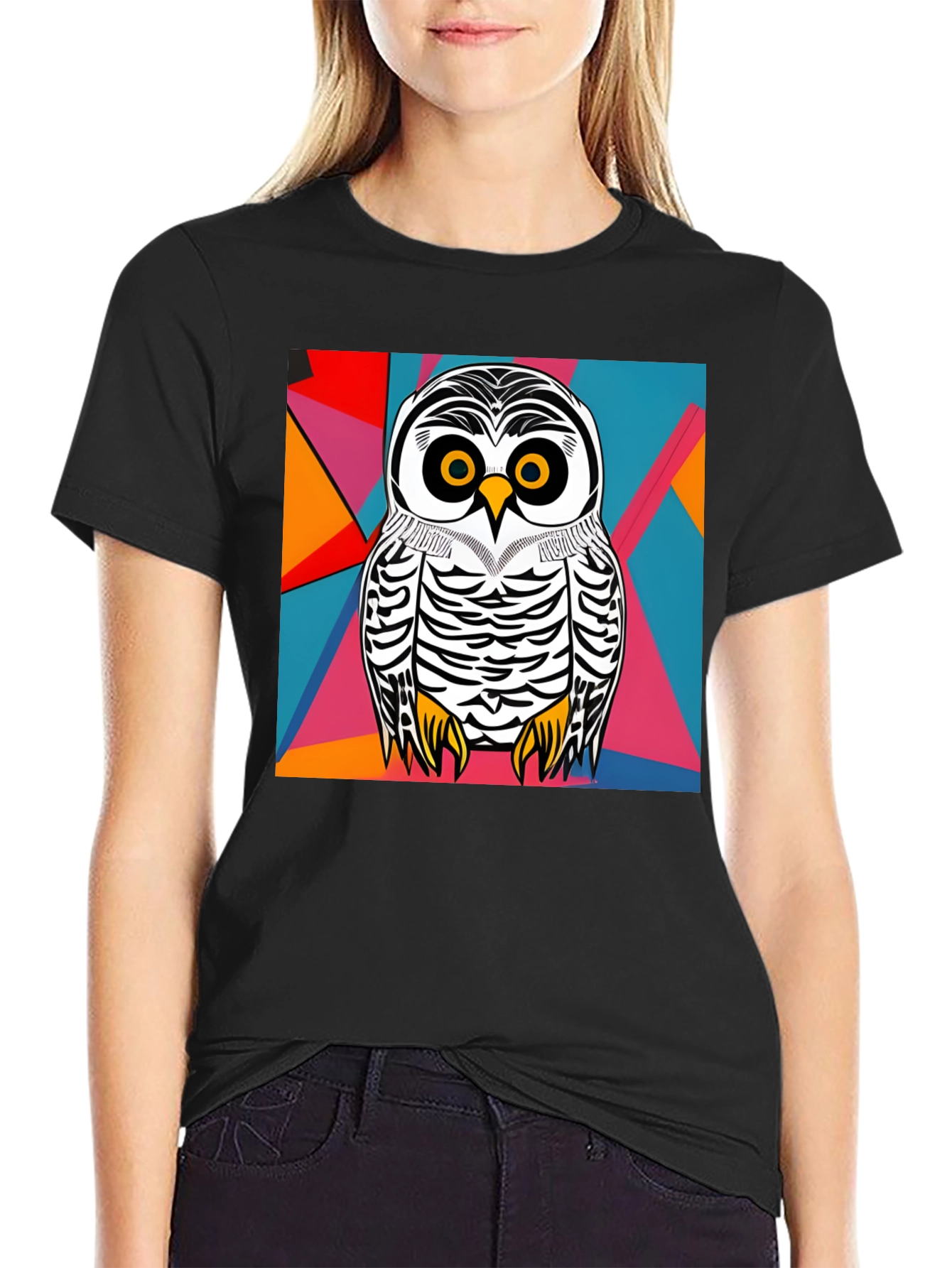 Owl Graphic T-Shirt - Abstract Geometric Design