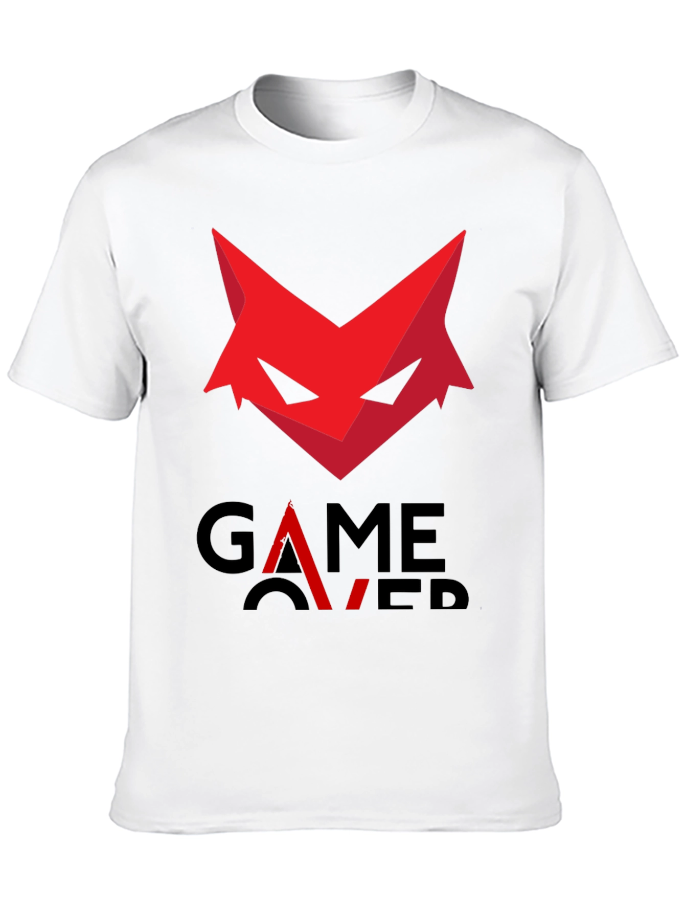 Game Over T-Shirt - Red Fox Design Black Cotton