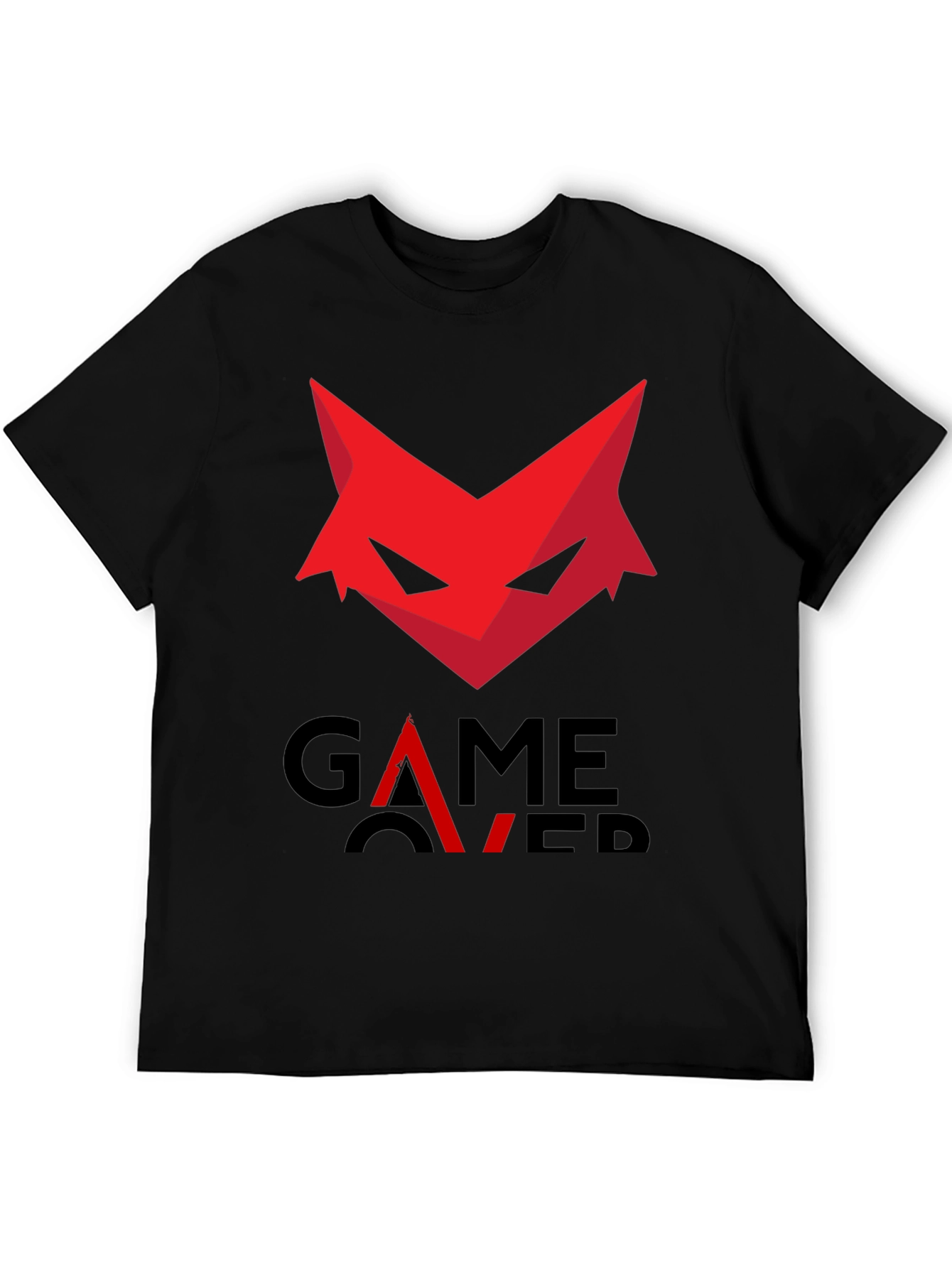 Game Over T-Shirt - Red Fox Design Black Cotton