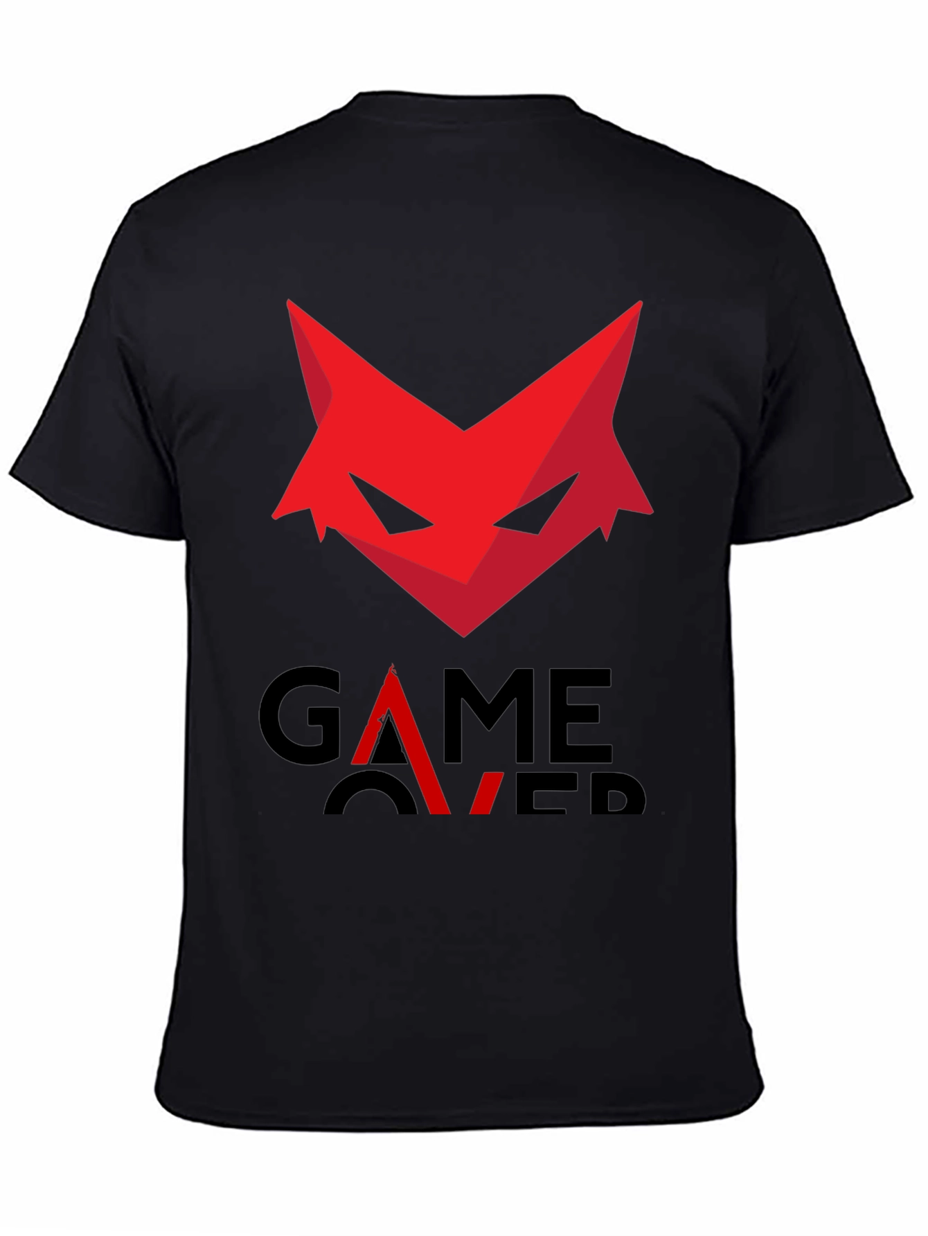 Game Over T-Shirt - Red Fox Design Black Cotton