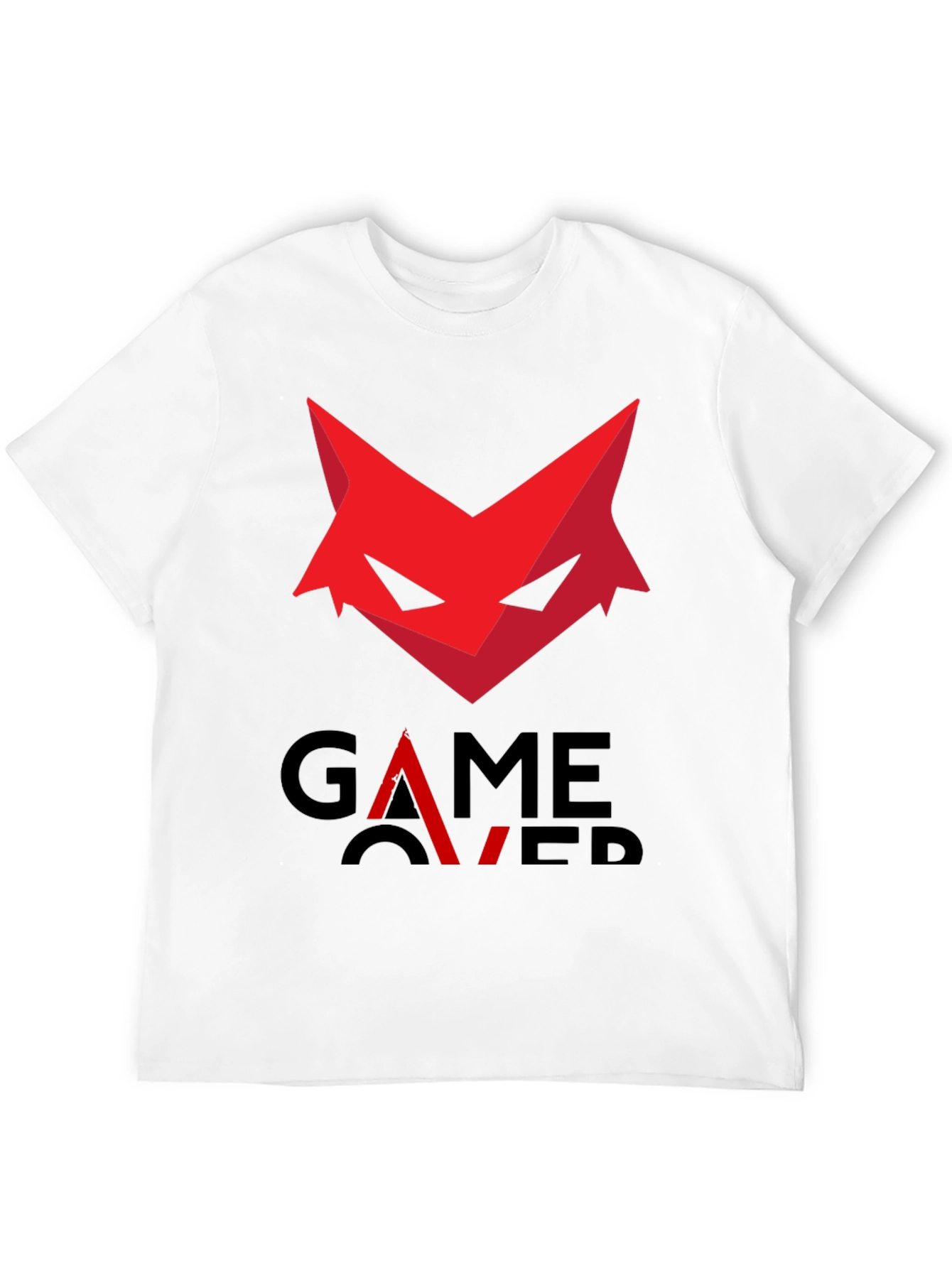 Game Over T-Shirt - Red Fox Design Black Cotton